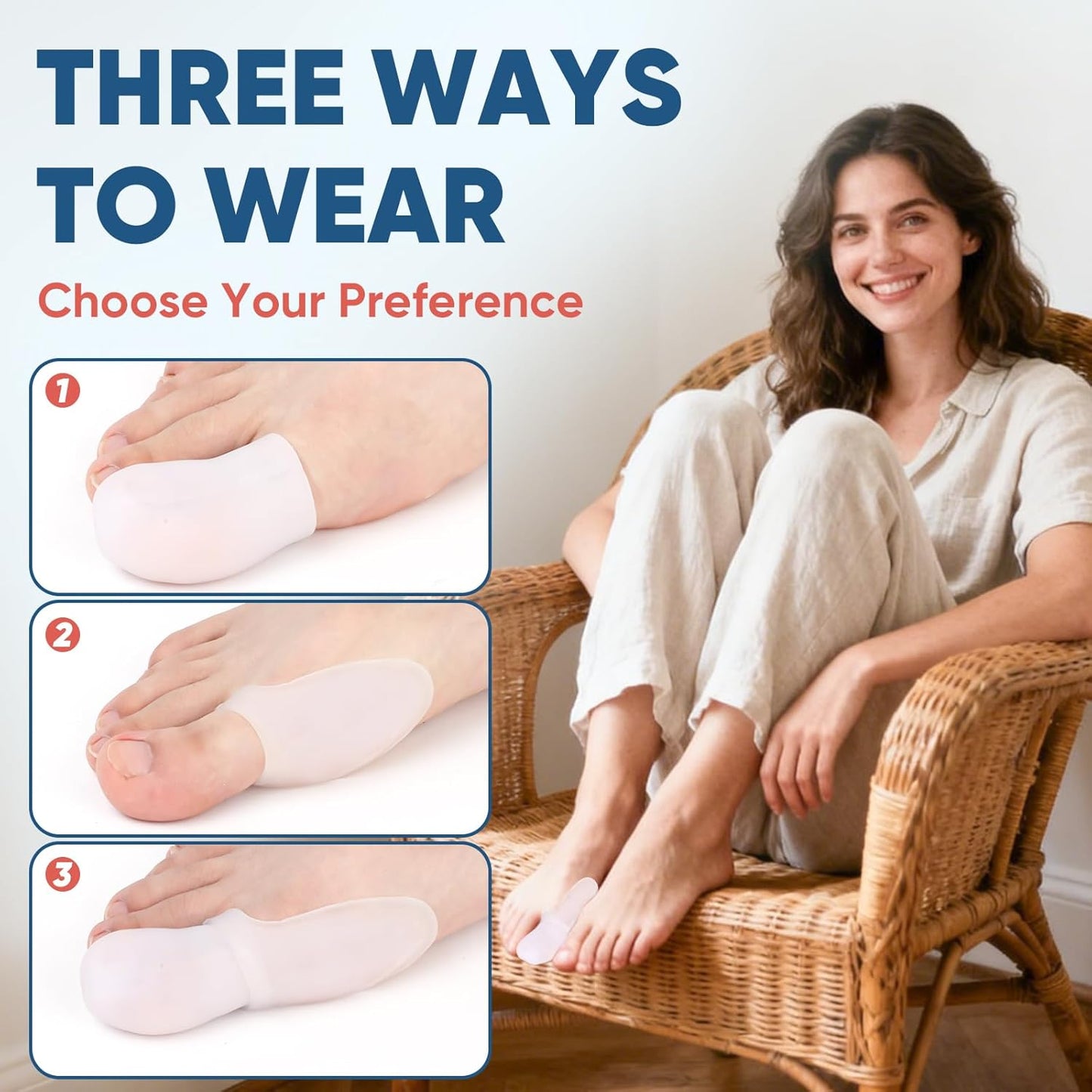 20 Count Bunion Pads & Toe Protector Set, 10P Toe + 10P Bunion Protectors, Soft Gel Toe Cap for Foot Pain Relief, Friction & Pressure Protection