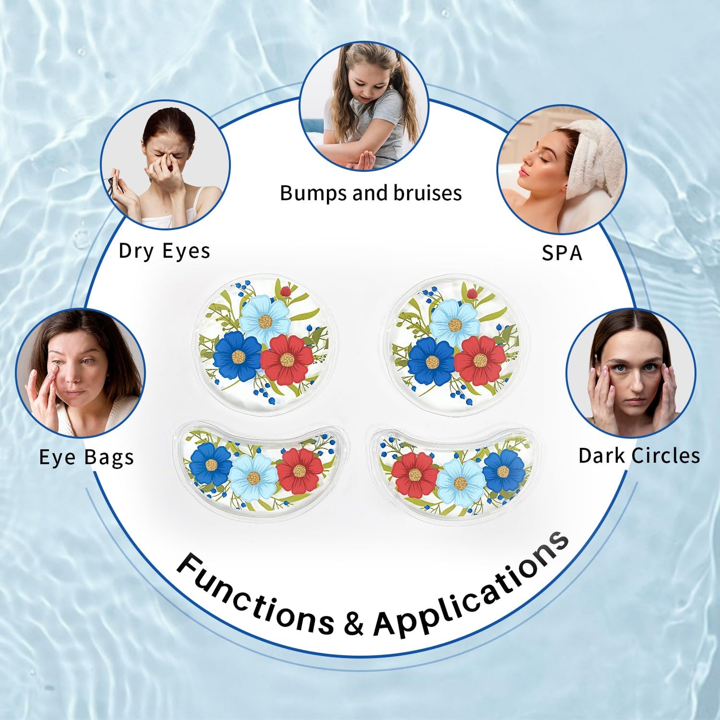 ZNÖCUETÖD Reusable Gel Eye Pads for Puffiness & Dark Circles - Cold/Warm Therapy Compress with Cooling Under Eye Patches, Reduces Wrinkles & Redness, Pain Relief Eye Mask for Relaxation