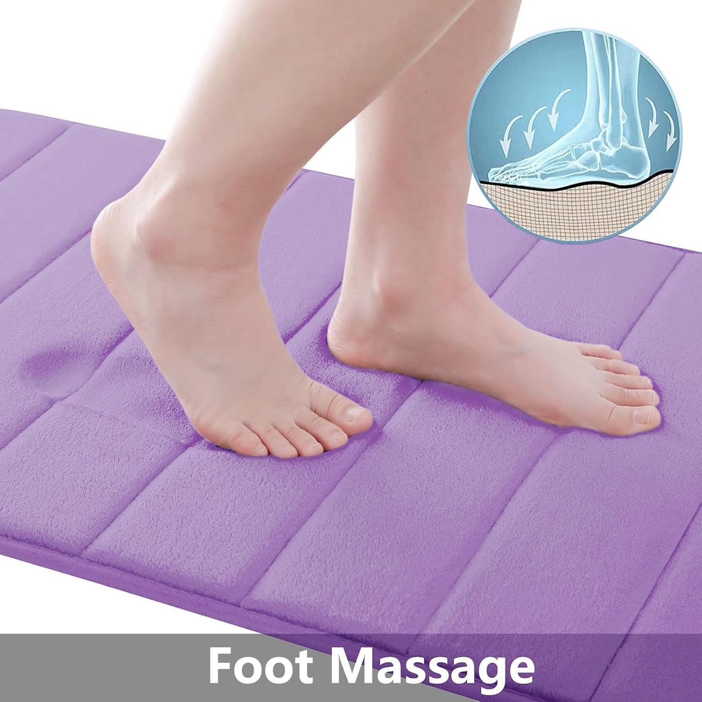 Buganda Memory Foam Bath Mat, 70" x 24", Ultra Soft and Non-Slip Bathroom Rugs, Water Absorbent and Machine Washable Bath Rug Runner for Bathroom, Shower, and Tub, Lavender