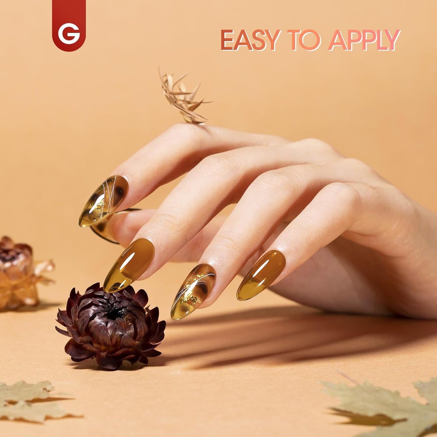 GELLEN Jelly Nail Polish Gel, Sheer Glass Gel Polish Bright Neon Red Brown Clear 6 Colors Set for Natural Acrylic Nails Salon Home, No Wipe, Soak Off, Chip Resistant, Non-toxic