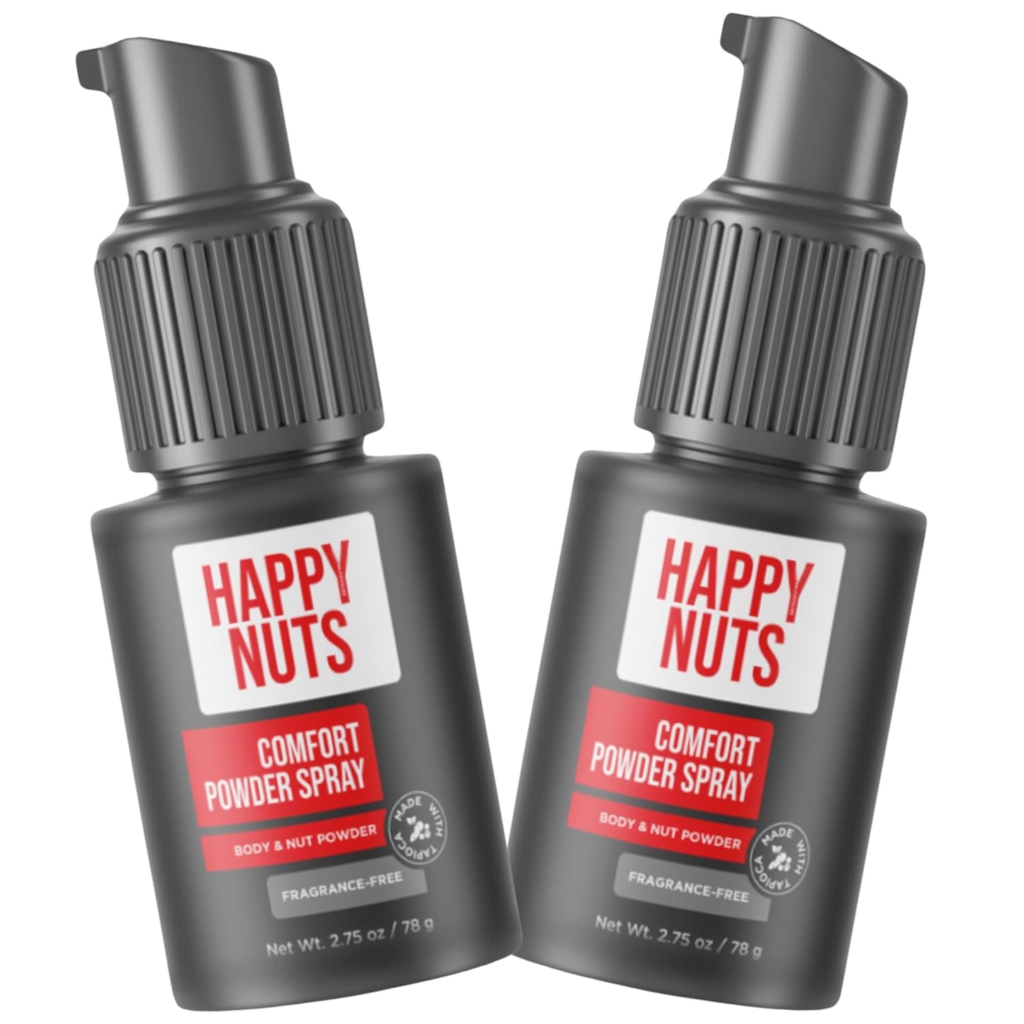 Happy Nuts Comfort Powder Spray: Anti Chafing & Mens Deodorant, Aluminum-Free, Sweat and Odor Control for Jock Itch, Groin and Men's Private Parts (2.75 Ounce (Pack of 2), Fragrance-Free)