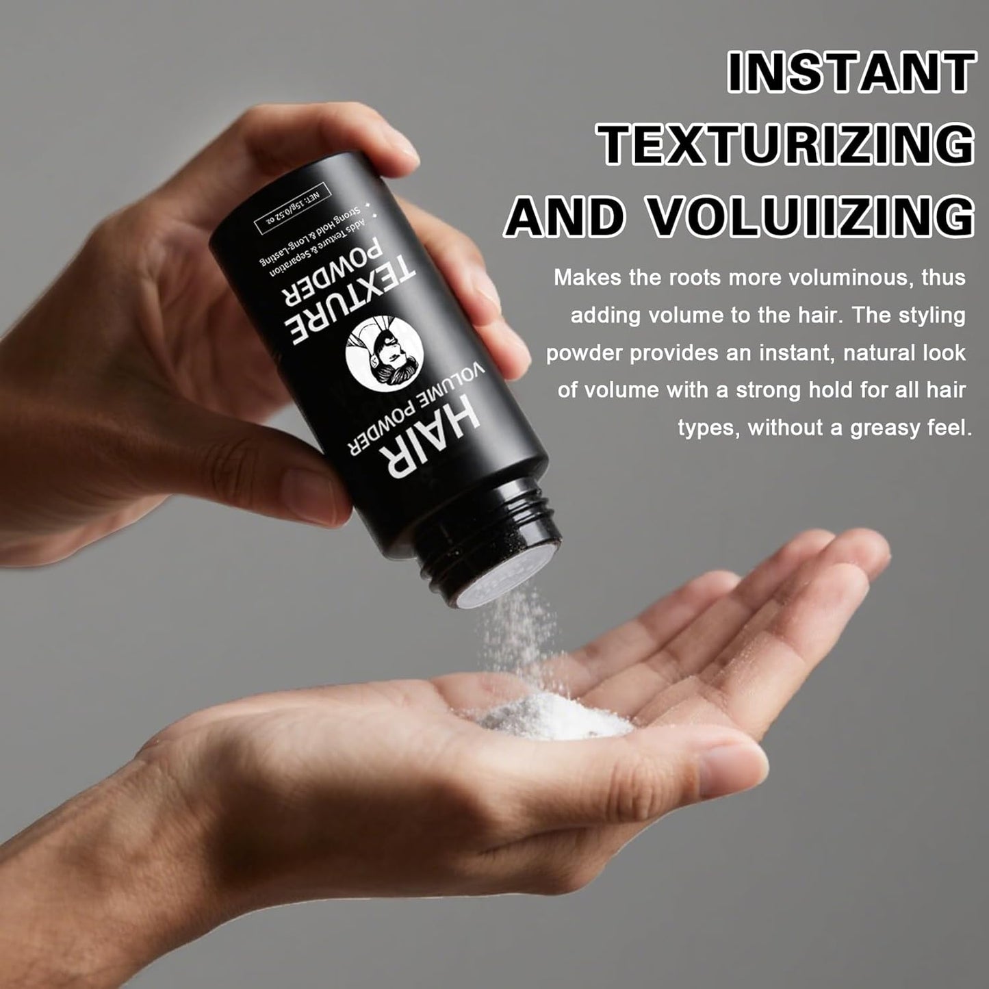 Hair Texture Styling Powder for Men & Women, Hair Texturizing & Volumizing Powder Add Instant Volume Long-Lasting Hold Non-Greasy Matte Finish for All Hair Types - 0.52 Oz