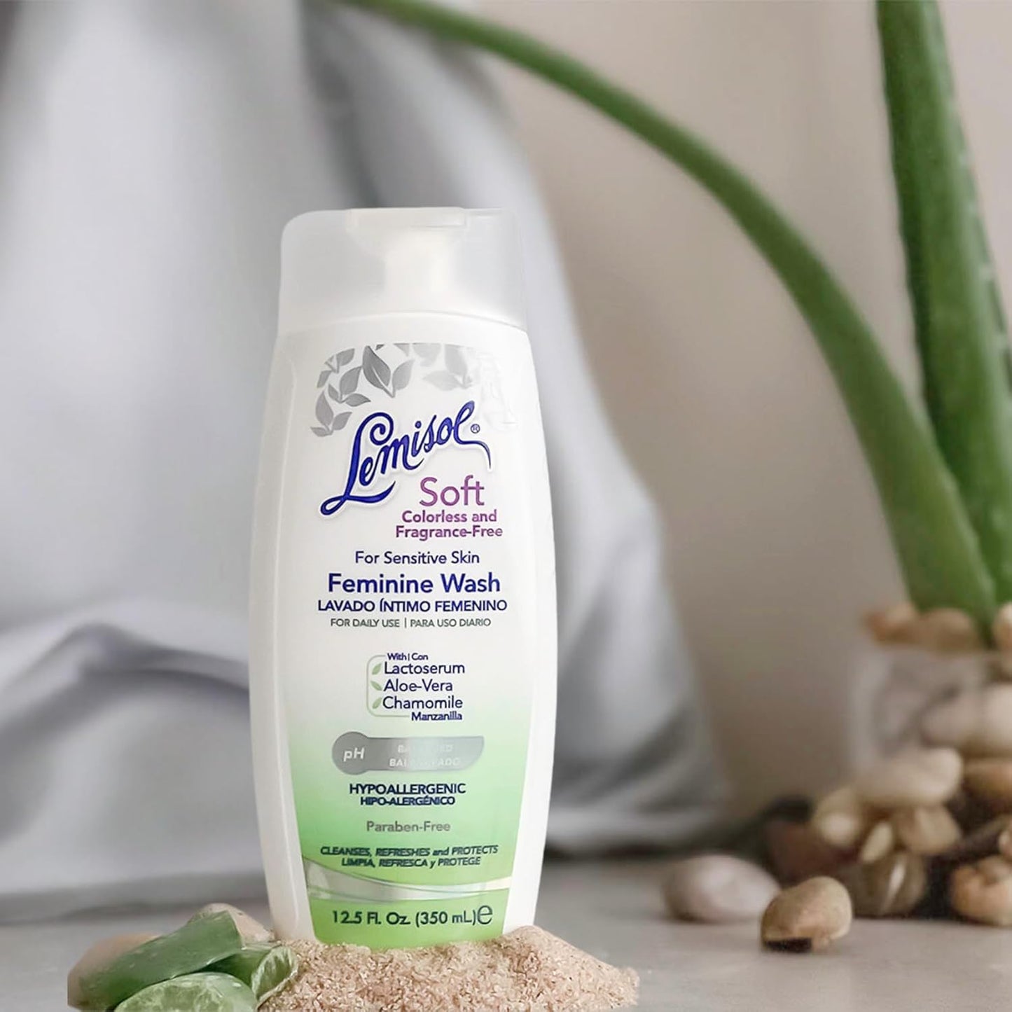 LEMISOL Soft Feminine Wash, Fragrance-Free for Sensitive Skin, 12.5 Fl Oz Bottle