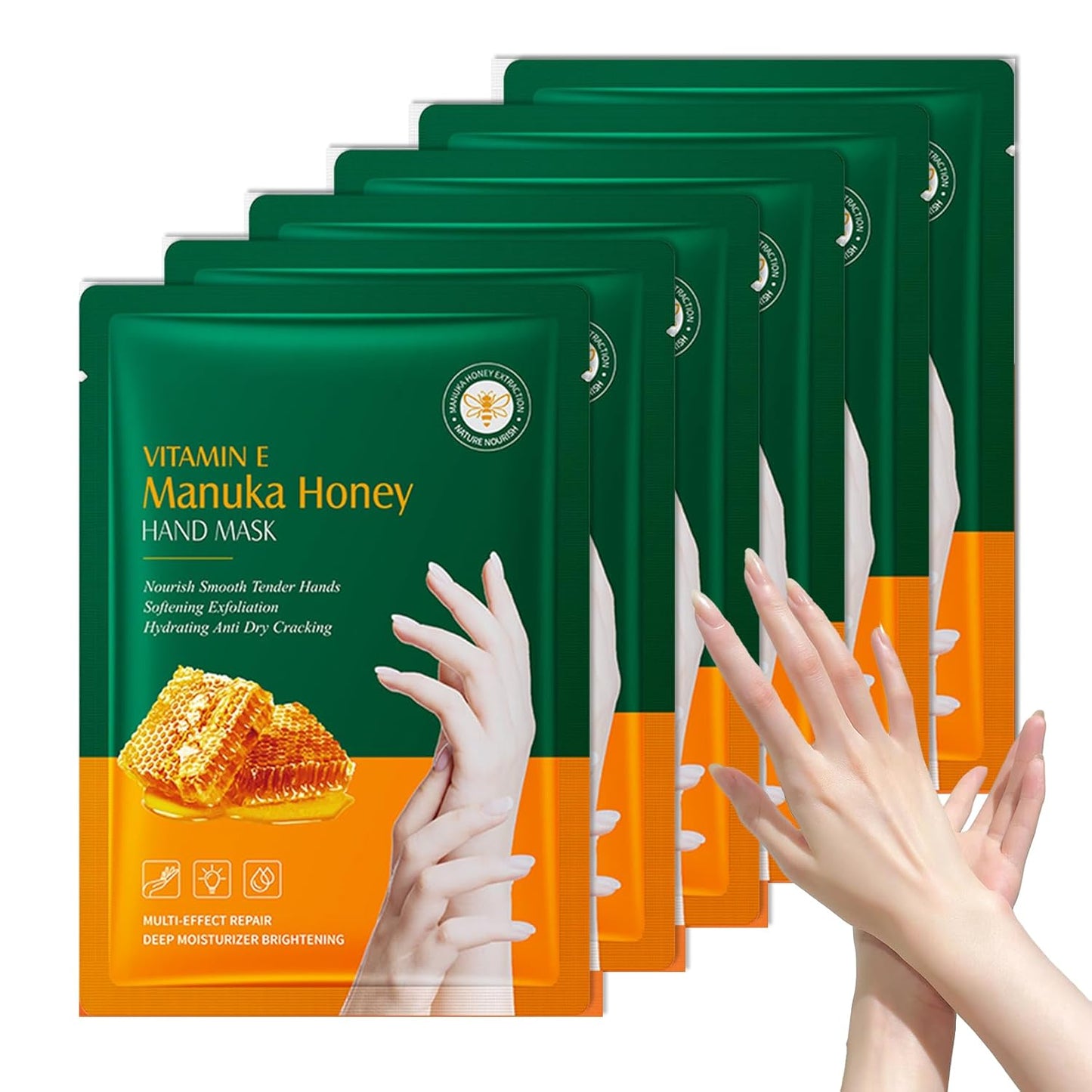 6 Pairs Hand Masks Moisturizing Gloves, Hydrating Hand Mask Moisturizer Gloves Care for Dry Cracked Hands, Smooth Long Lasting Soft Firming Hand Mask Gift Set for Men Women（I