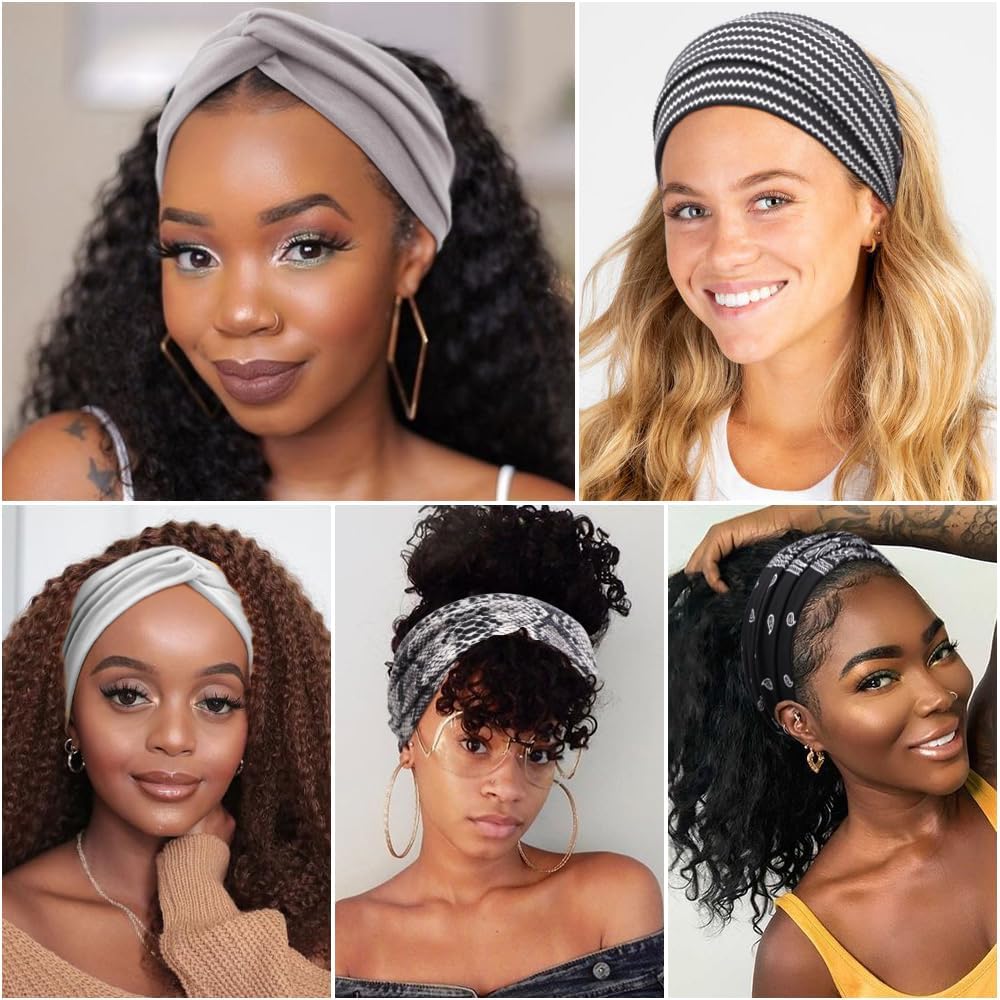 DRESHOW 8 Pack Headbands for Women Yoga Knotted Headbands Elastic Criss Cross Hair Accessories Sports Head Wrap Non Slip