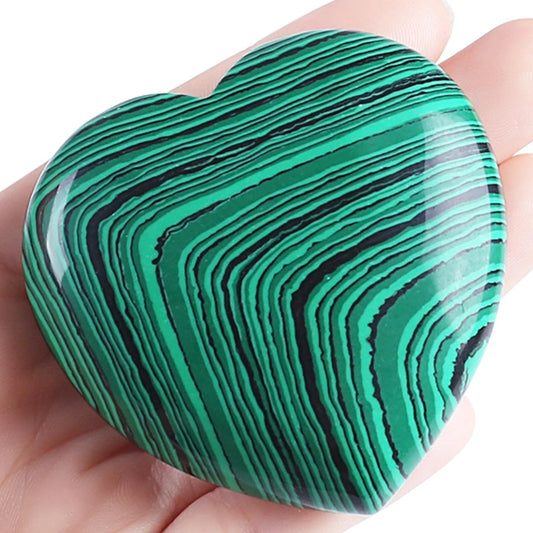 MAIBAOTA 60 mm Malachite Crystals Large Heart Stone Healing Crystals Heart Reiki Crystal Gemstone Polished Heart Shaped Rocks Meditation Mothers Day Crystal Gifts for Mom Her