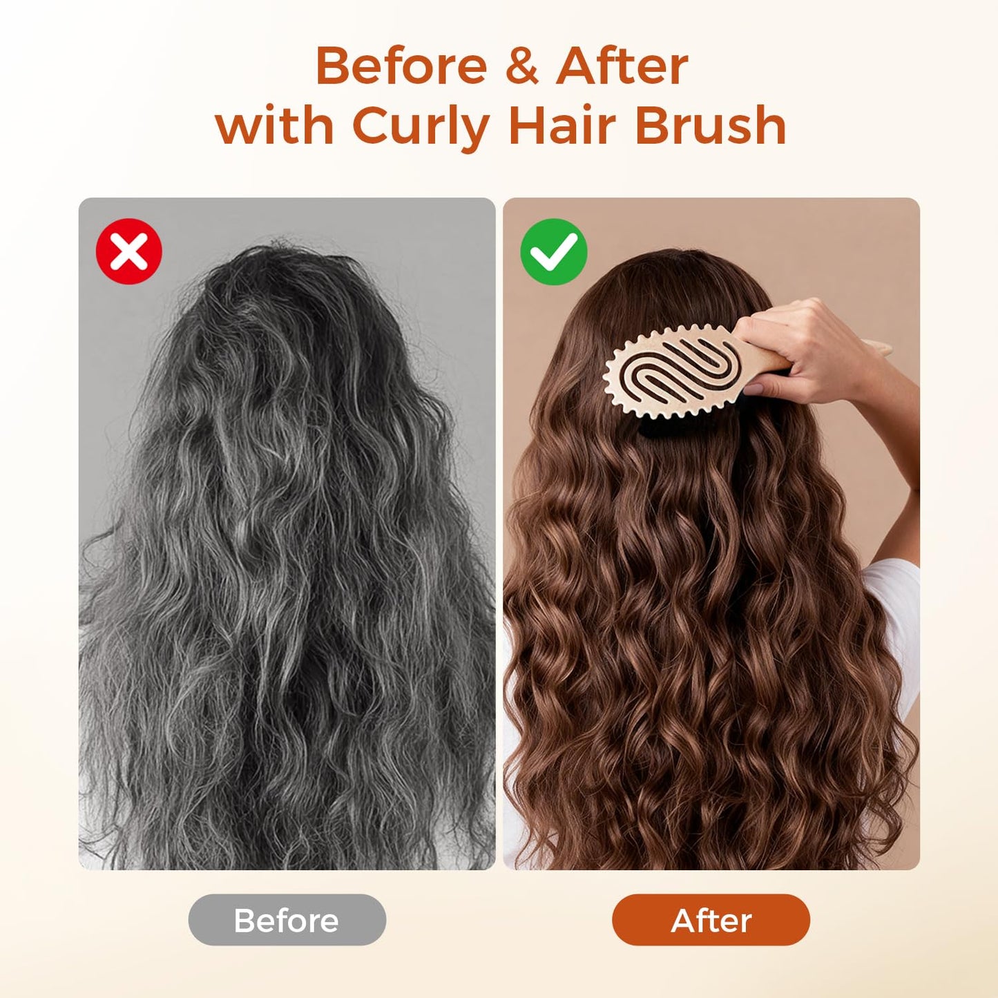 Curly Hair Brush, Curl Defining Brush with Soft Boar Bristles for Combing, Shaping, and Styling Curly Hair Suitable for All Women and Men with Wet & Dry Hair(Wheat)