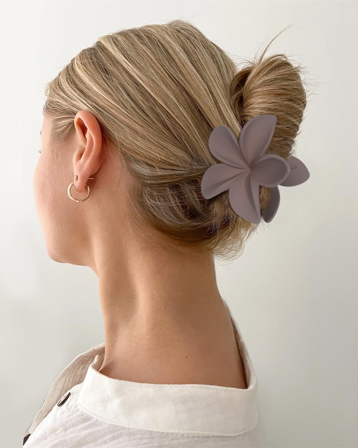 Hawaiian Flower Hair Claw Clip for Women Girls 6 PCS Large Plumeria Flower Hair Clips for Thick Thin Hair Hawaii Hair Accessories - Matte 1