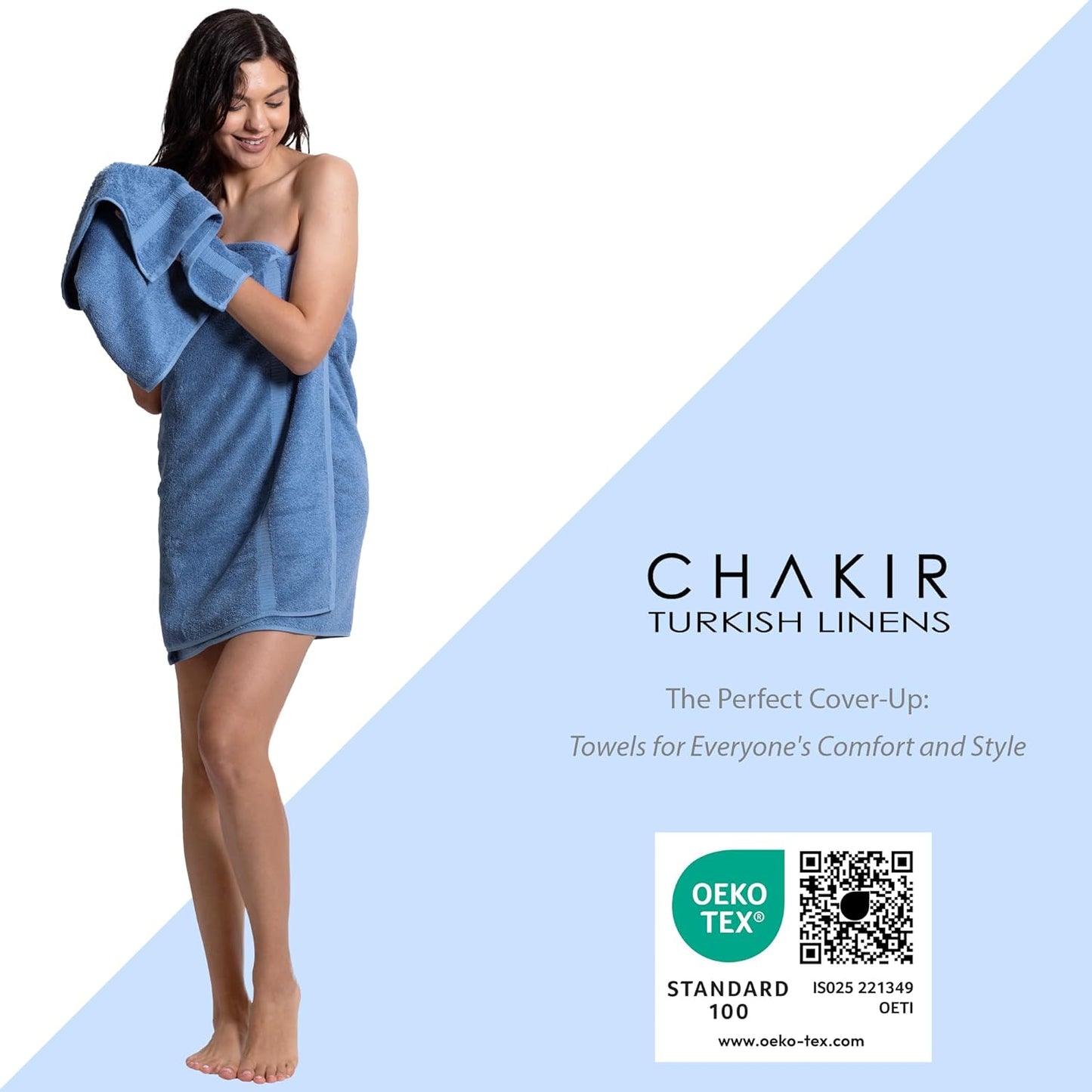 Chakir Turkish Linens | Hotel & Spa Quality 100% Cotton Premium Turkish Towels | Soft & Absorbent (4-Piece Washcloths, Wedgewood)
