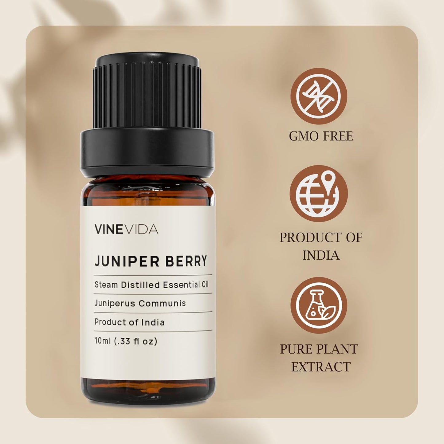 VINEVIDA Juniper Berry Essential Oil 10 mL - Undiluted Candle Scent DIY Scents for Candlemaking Soap Making Safe Skin,4OZV-OBP-JUN-IND-10ML