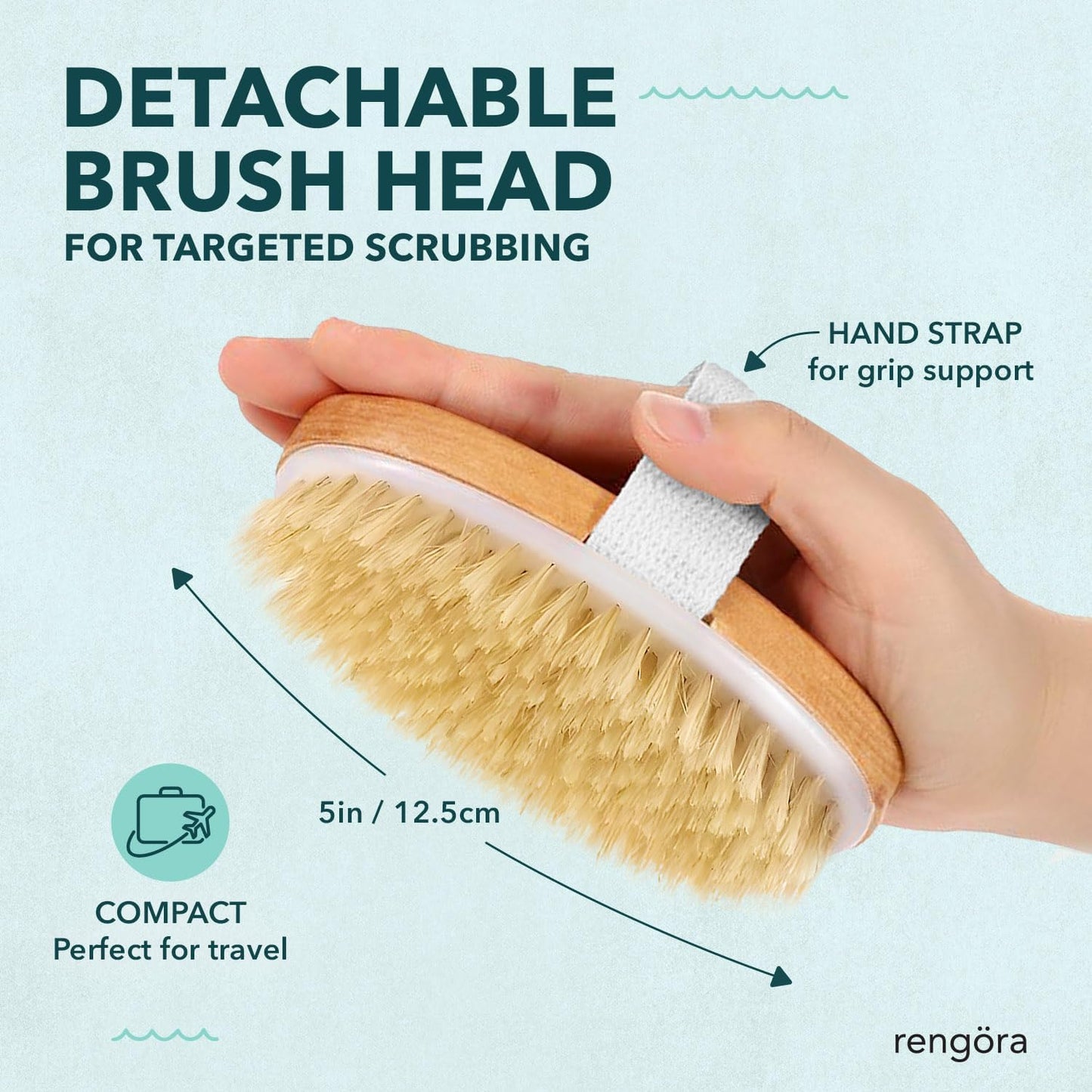 Back Scrubber for Shower - 20" Long Handle Shower Brush - Natural Bristle Back Brush - Ergonomic Handle + Silicone Anti-Slip Grip - Great Gift Idea - Men, Women + Elderly Love This (Regular Bristles)