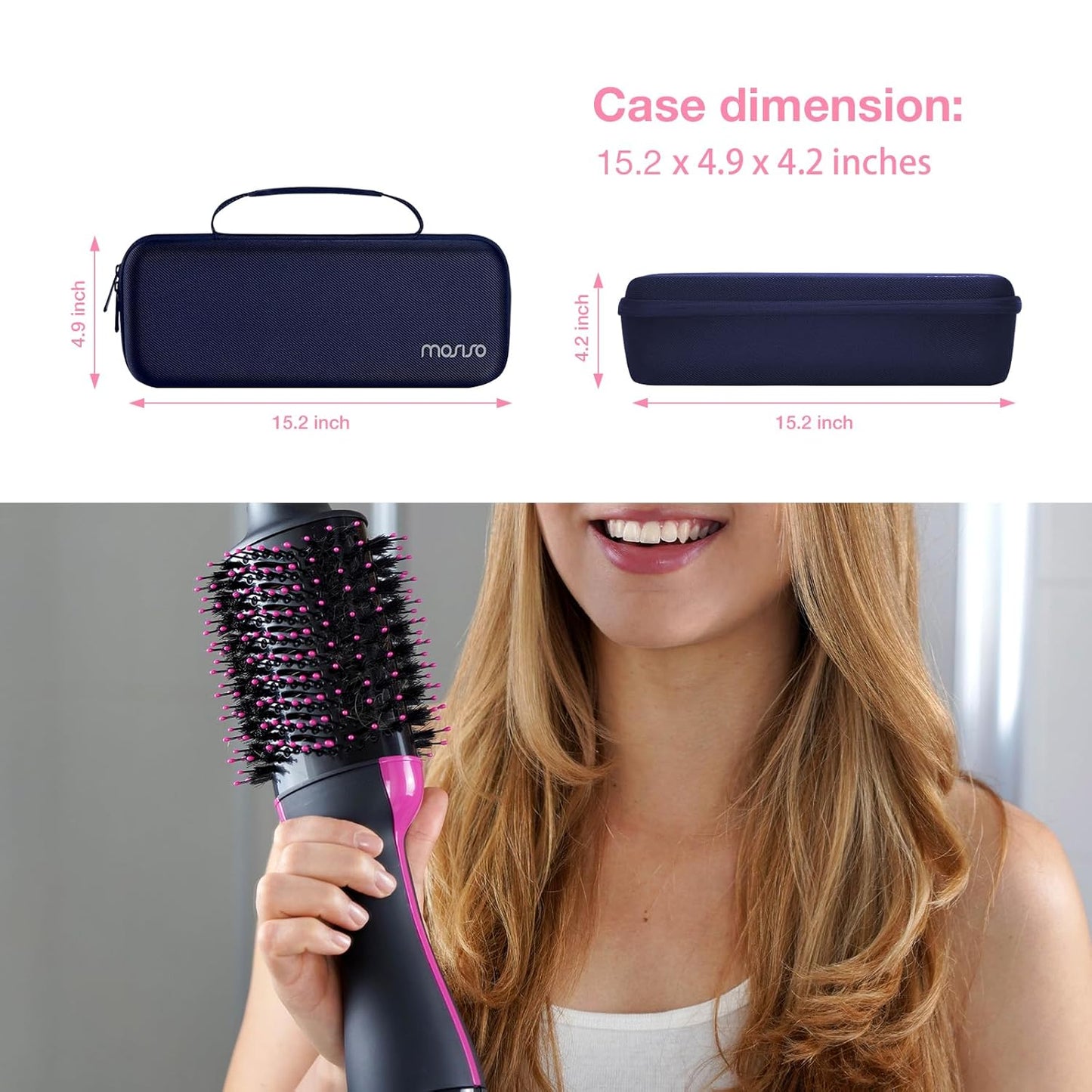 MOSISO Hard Travel Case Storage Bag Compatible with Revlon One-Step Hair Dryer Brush 1.0 & PLUS 2.0, EVA Carrying Case Cover Protective Hard Shell Sleeve with Hot Air Brush Pouch, Navy Blue