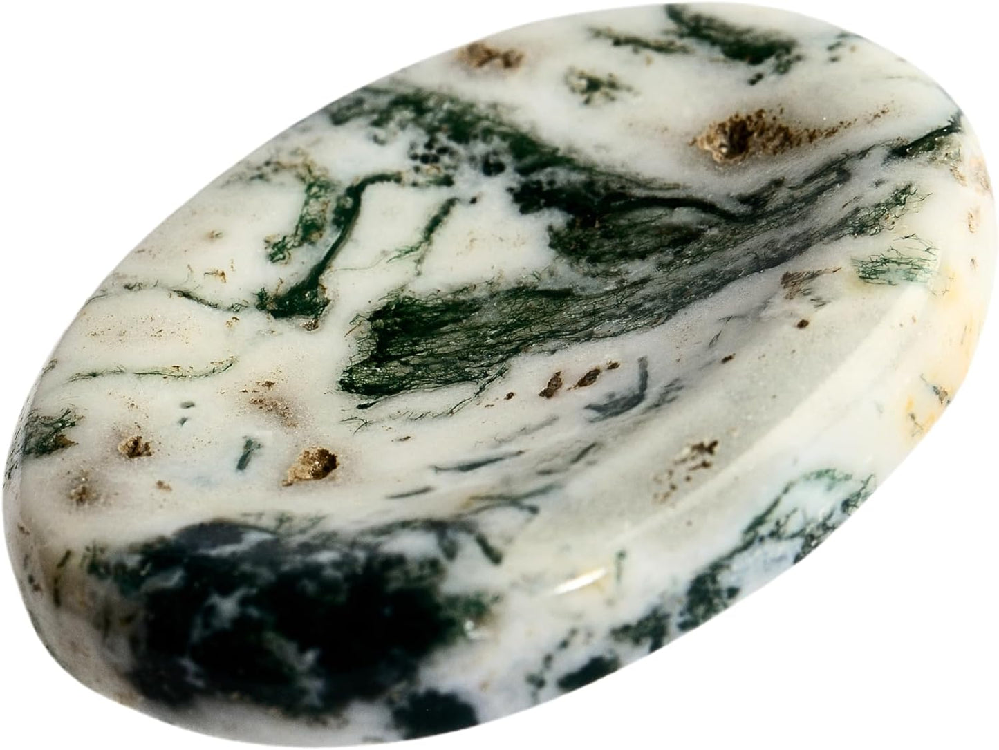 Tree Agate Worry Stones – Crystal Thumb Worry Stone for Anguish, Stress – Relaxing & Soothing Balance Stones for Meditation, Relief – Healing Stones & Crystals for Men, Women - Tree Agate