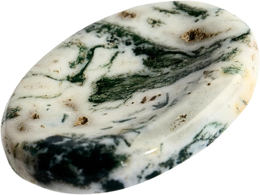 Tree Agate Worry Stones – Crystal Thumb Worry Stone for Anguish, Stress – Relaxing & Soothing Balance Stones for Meditation, Relief – Healing Stones & Crystals for Men, Women - Tree Agate