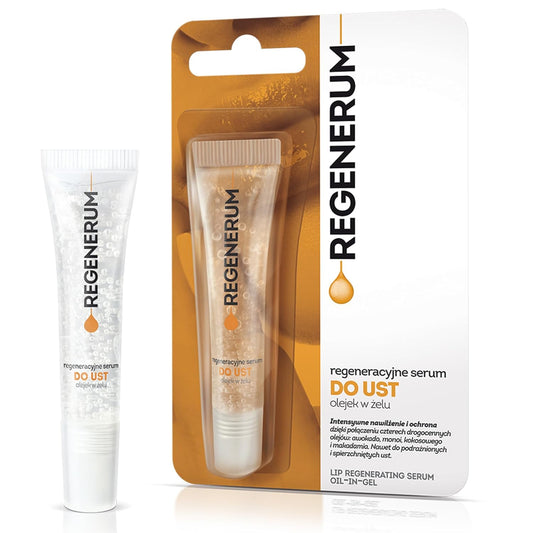 Regenerative Lip Serum Gel Oil - Intensive Hydration and Nourishment for Dry, Chapped Skin, 4 Precious Oils Blend - 8ml