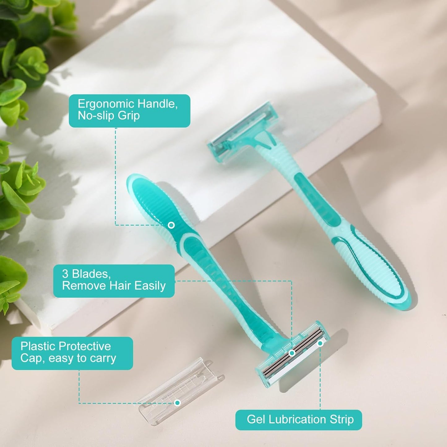36 Count Women's Disposable Razors Bulk 3 Blade Razors For Women Shaver For Women Sensitive Skin Comfortable Shave For Bathing Hotel Travel
