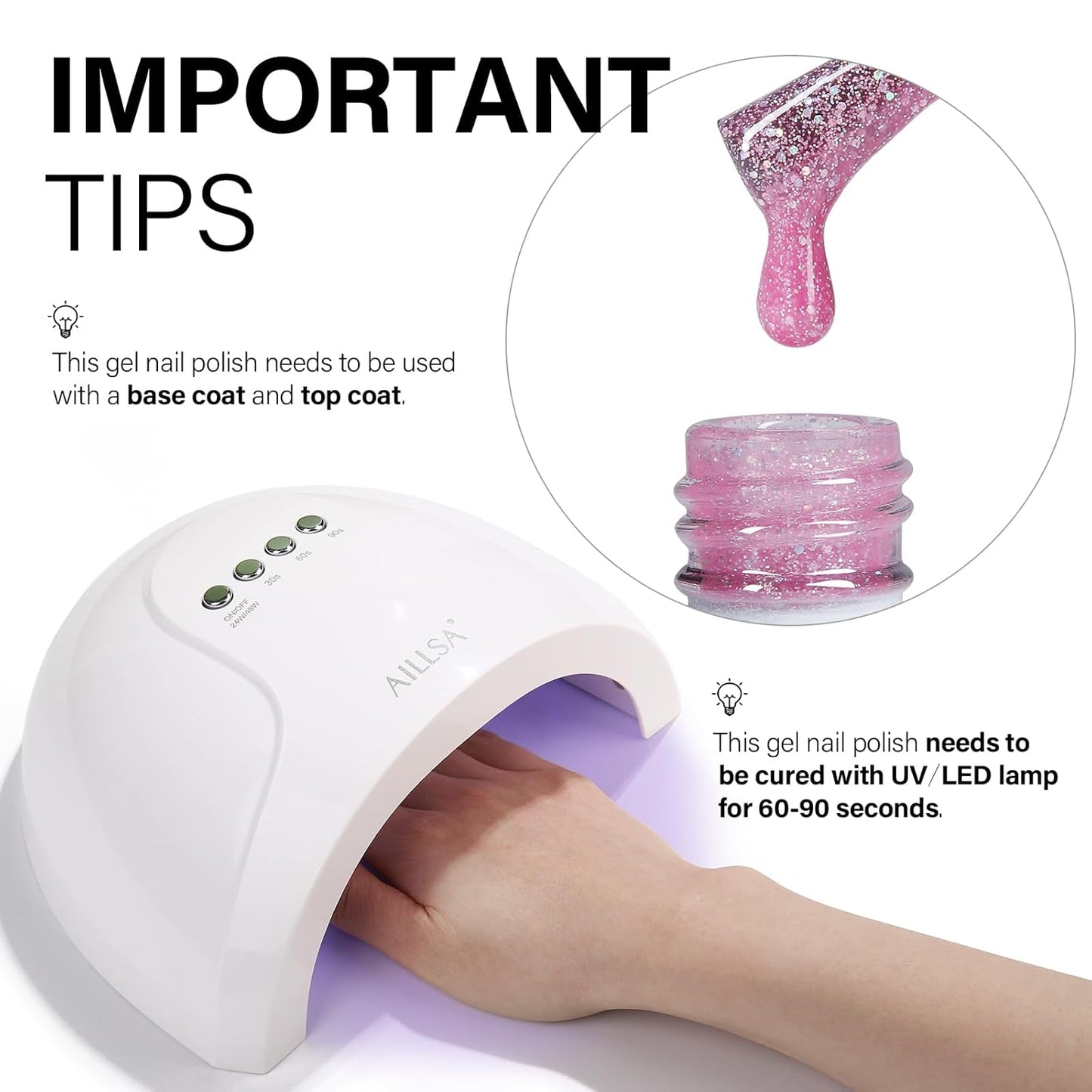 AILLSA Pink Glitter Gel Nail Polish Sheer Pink Rainbow Iridescent Polish Spring Holographic Jelly Nail Polish Gels Sparkle Shiny Soak Off U V Gel Nail Manicure Salon 0.51 Fl Oz/GF10