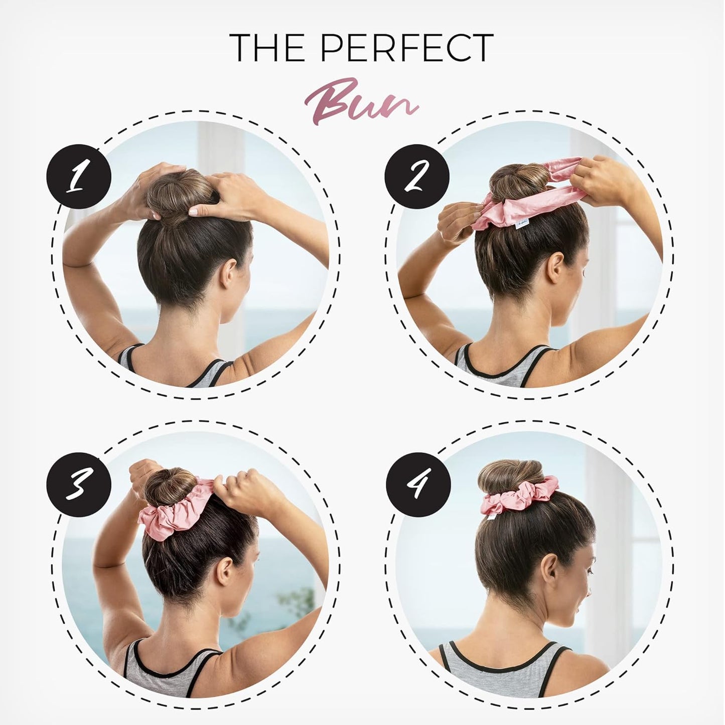 Microfiber Hair Drying Towel Scrunchies by The Perfect Haircare - Anti-Frizz & Silky Smooth - Ponytail/Bun Holder - Quick Drying & Absorbent - for Curly, Wavy, Long & Short Hair (2 Pack) (Pink)