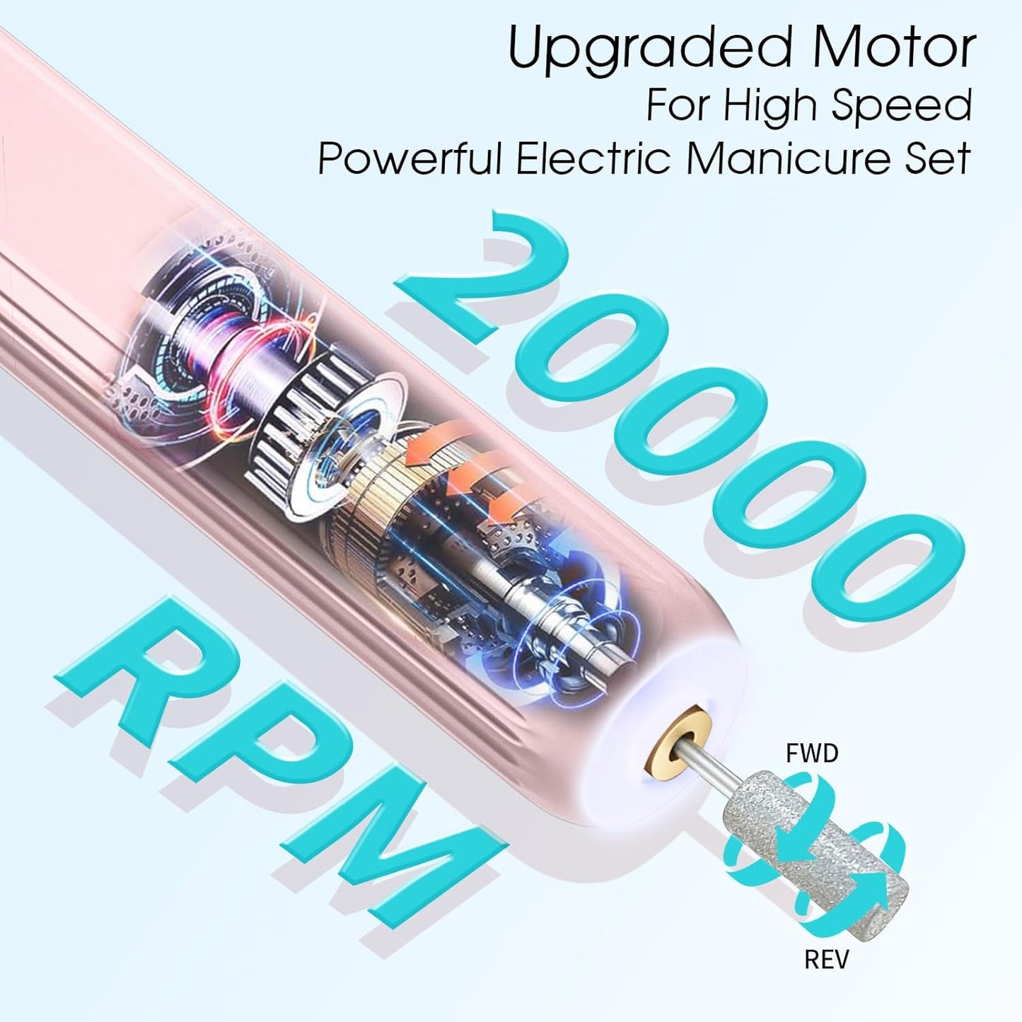 Electric Nail Drill, Professional Manicure Pedicure Kit, Cordless Electric Nail File Set, Rechargeable Pedicure Tools for feet, 3 Speeds Hand Foot Care Nail Drill for Thick Nail Toenail Cuticle