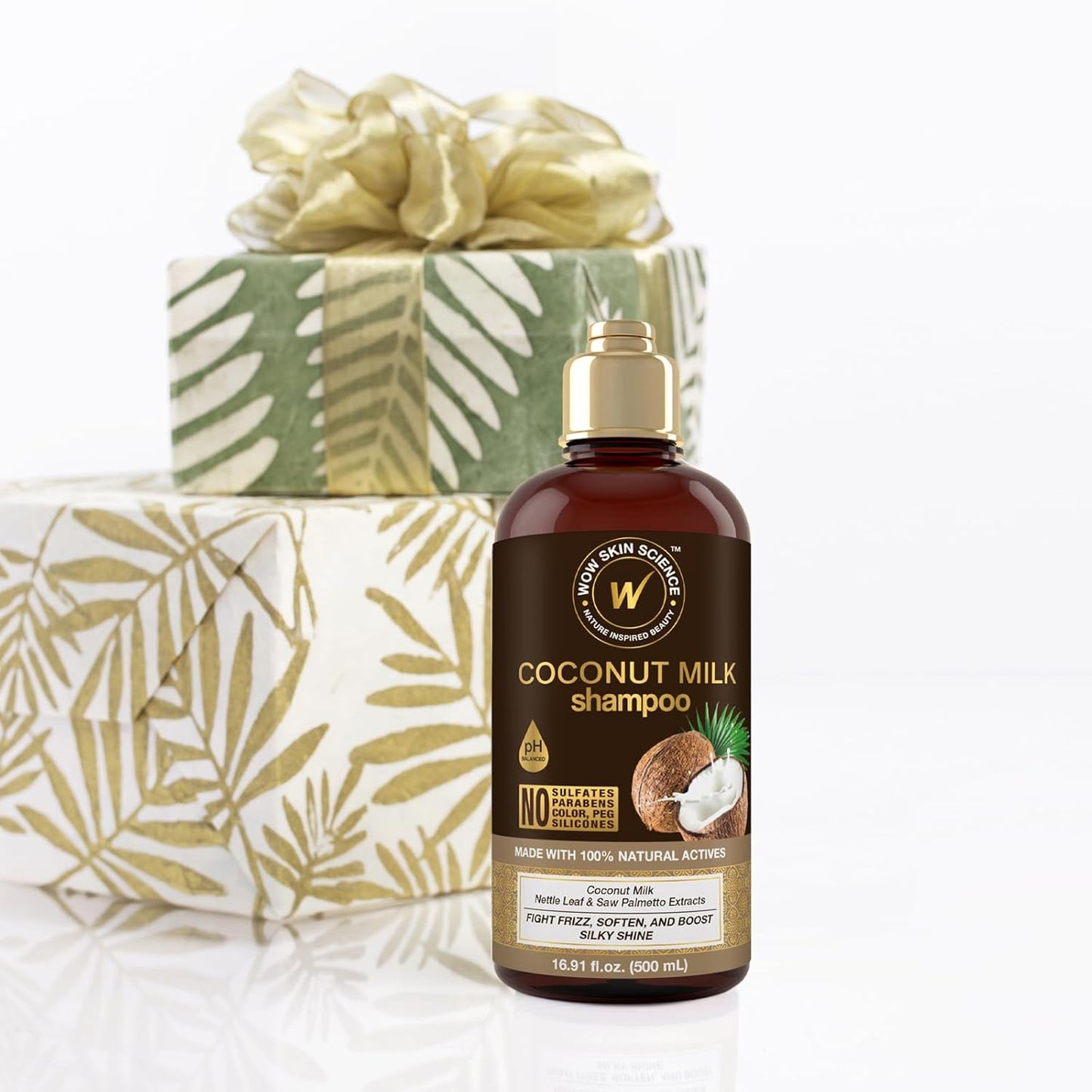 WOW Skin Science Coconut Oil Milk Shampoo - Hair Growth, Hydrating and Curl-Defining Formula for Curly, Wavy Hair for Men & Women - No Sulfates, No Parabens