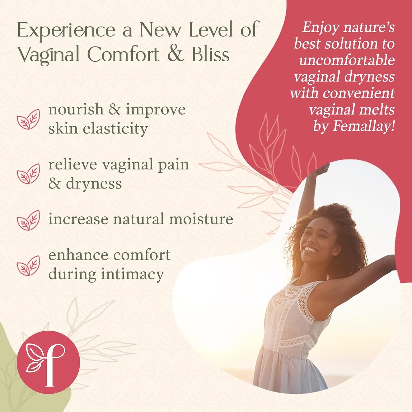 Femallay Organic Vaginal Moisturizing Suppositories – Peach – 100% Natural Relief for Dryness, Odor & Daily Feminine Discomfort – 14 Count + Applicator