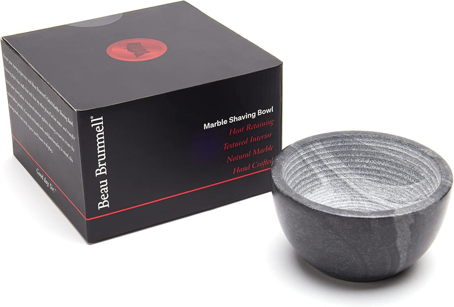 Beau Brummell The Original Marble Shaving Soap Bowl Handmade from 100% Natural Marble with Interior Grooves for Maximum Lather | Heat Retaining Stone Provides a Luxurious Hot Shave Experience