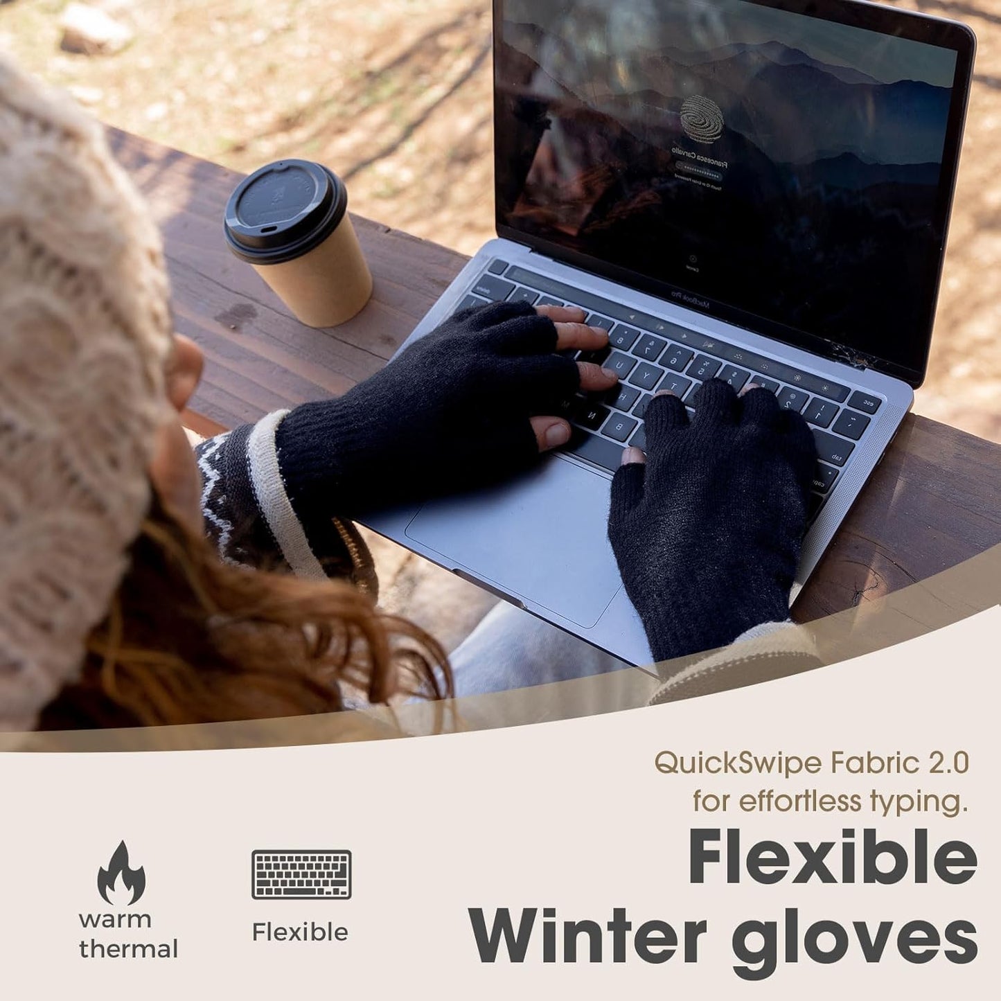 Rahhint Alpaca Wool Fingerless Gloves for Men Women Double-Layer Fleece Lined Winter Liner Warm Windproof Knitted