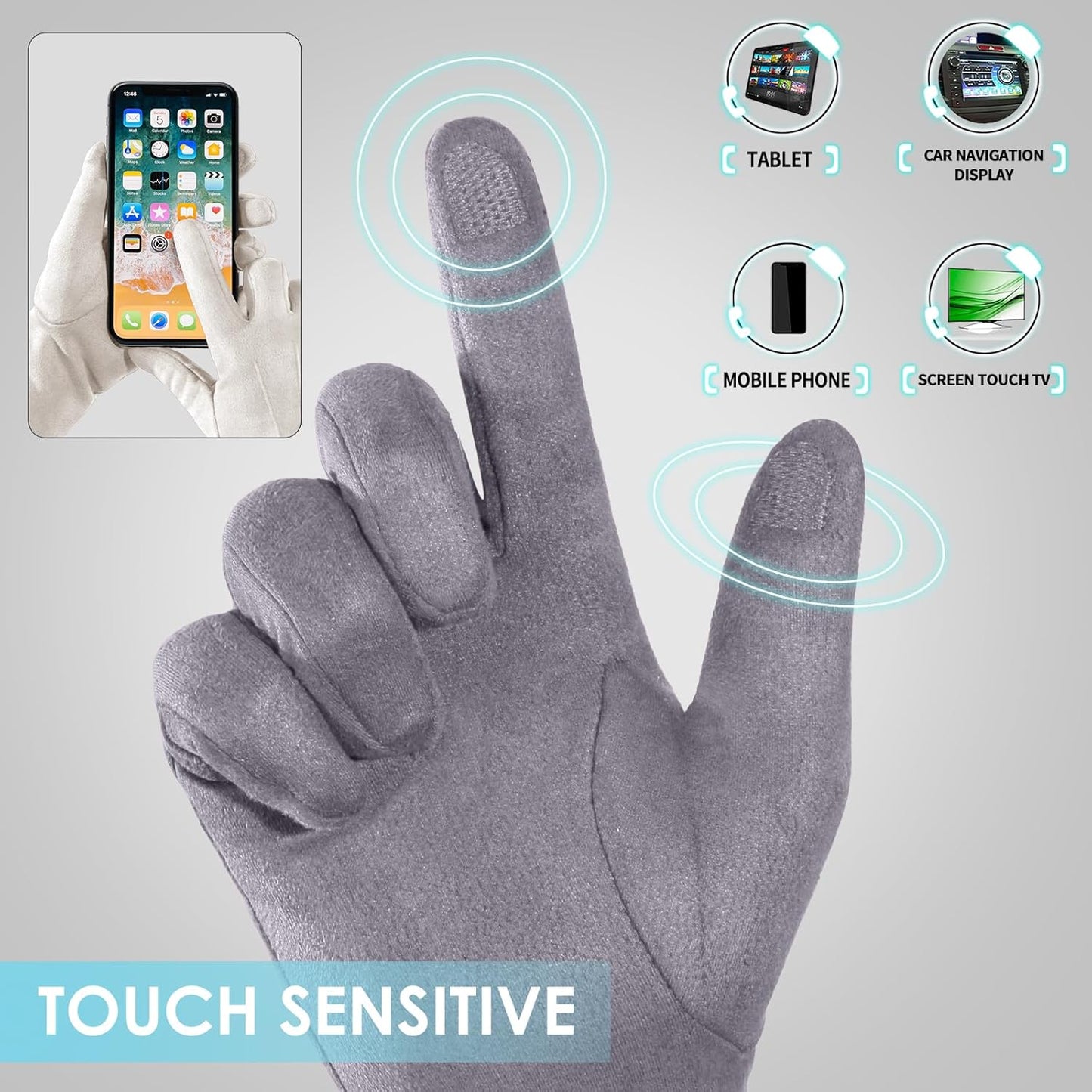 Achiou Women Winter Touchscreen Gloves Soft Comfortable Thermal Elastic Stretch Texting Glove for Traveling, Cycling, Running