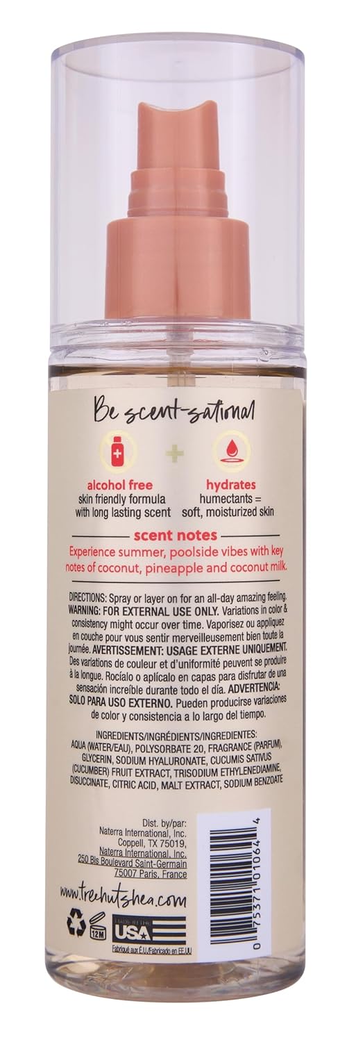 Tree Hut Fragrance Mist - Coco Colada - 6 fl oz - Hydrating, Alcohol-Free Formula - Summer Scent with Coconut, Pineapple, and Coconut Milk Notes