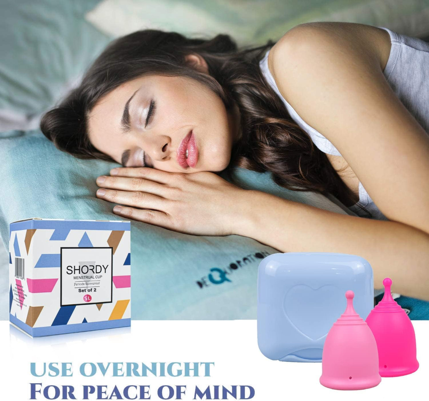 SHORDY Menstrual Cups Set of 2(Small+Large) with Box Soft Menstrual Cup & Flexible Period Cups for Women Upto 12 Hours Eco-Friendly & Safer Tampons Discs Pads Alternative Copa Menstrual (Pink)