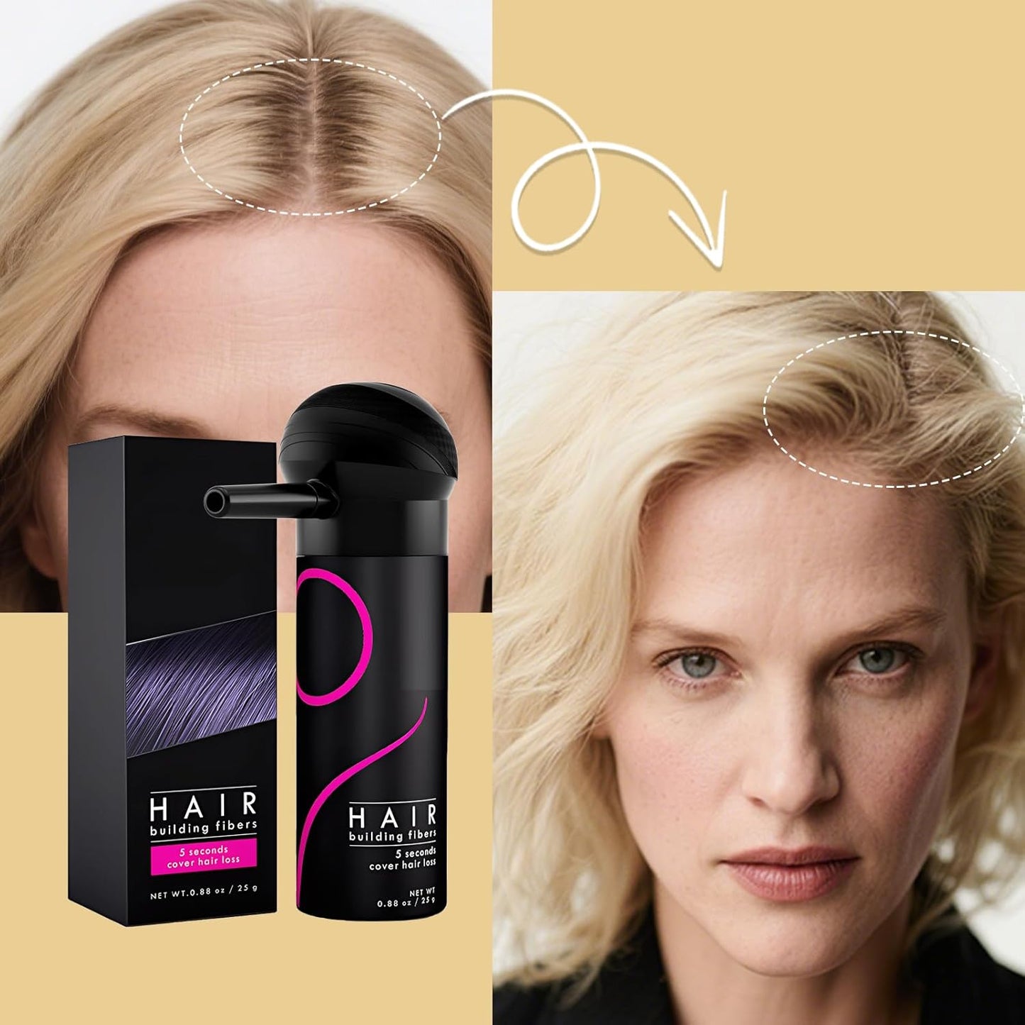 Gowwim Hair Fibers with Spray Applicator 2-in-1 Kit for Thinning & Loss Hair, Naturally Enhancements Thickening Spray Fibers Waterproof Long-Lasting Gray & Bald Spot Cover up for Women & Men