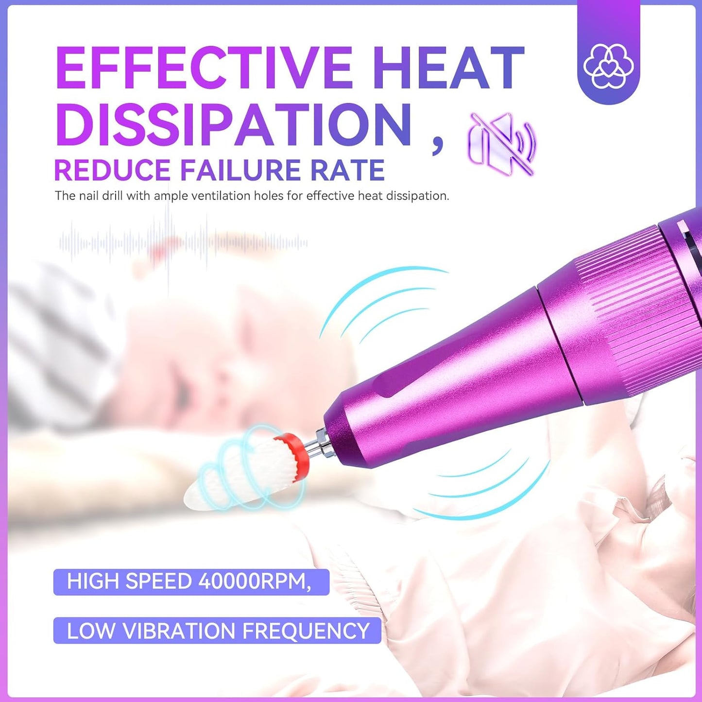 SAVILAND Nail Drill Professional: 40000RPM Nail Drill Machine 2024 Portable Nail File Faster Removal Acrylic Nails & Large Battery Capacity for Nail Art, Pedicure Manicure Home Nail Salon