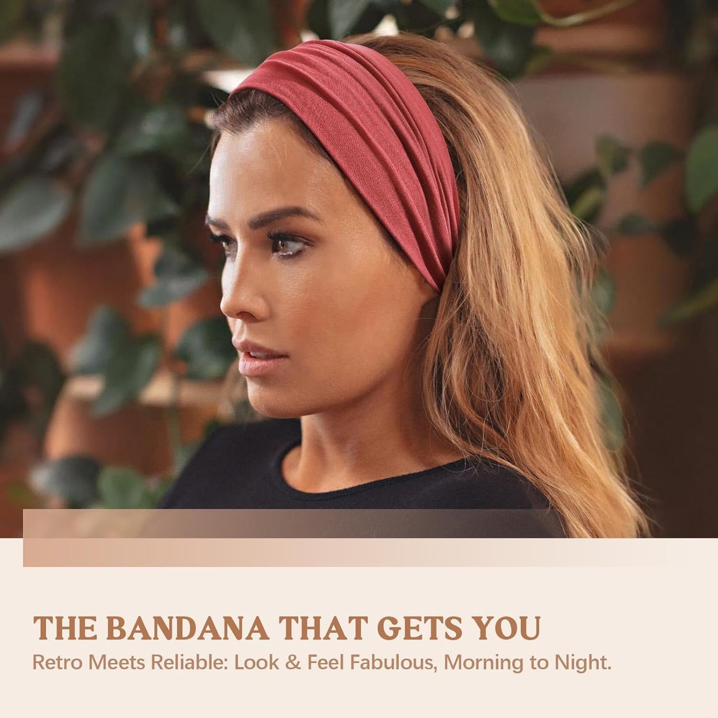 Wide Headbands for Women Knotted No Slip Head Bands Soft Turban Headband Hair Accessories Boho African Solid Color Head Wraps for Women Yoga Workout Pack of 6