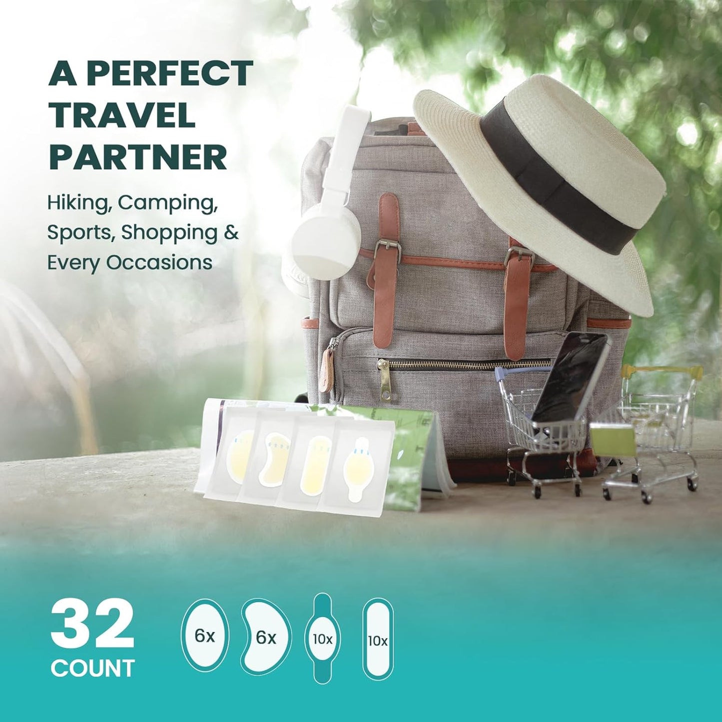 Hydrocolloid Gel Blister Bandages Pads - (Variety Pack) Promifun 32ct Waterproof Adhesive Blisters Bandages - Blister Pads for Heel, Foot, Toe, Feet - Gel Blister Chshions for Prevention & Recovery