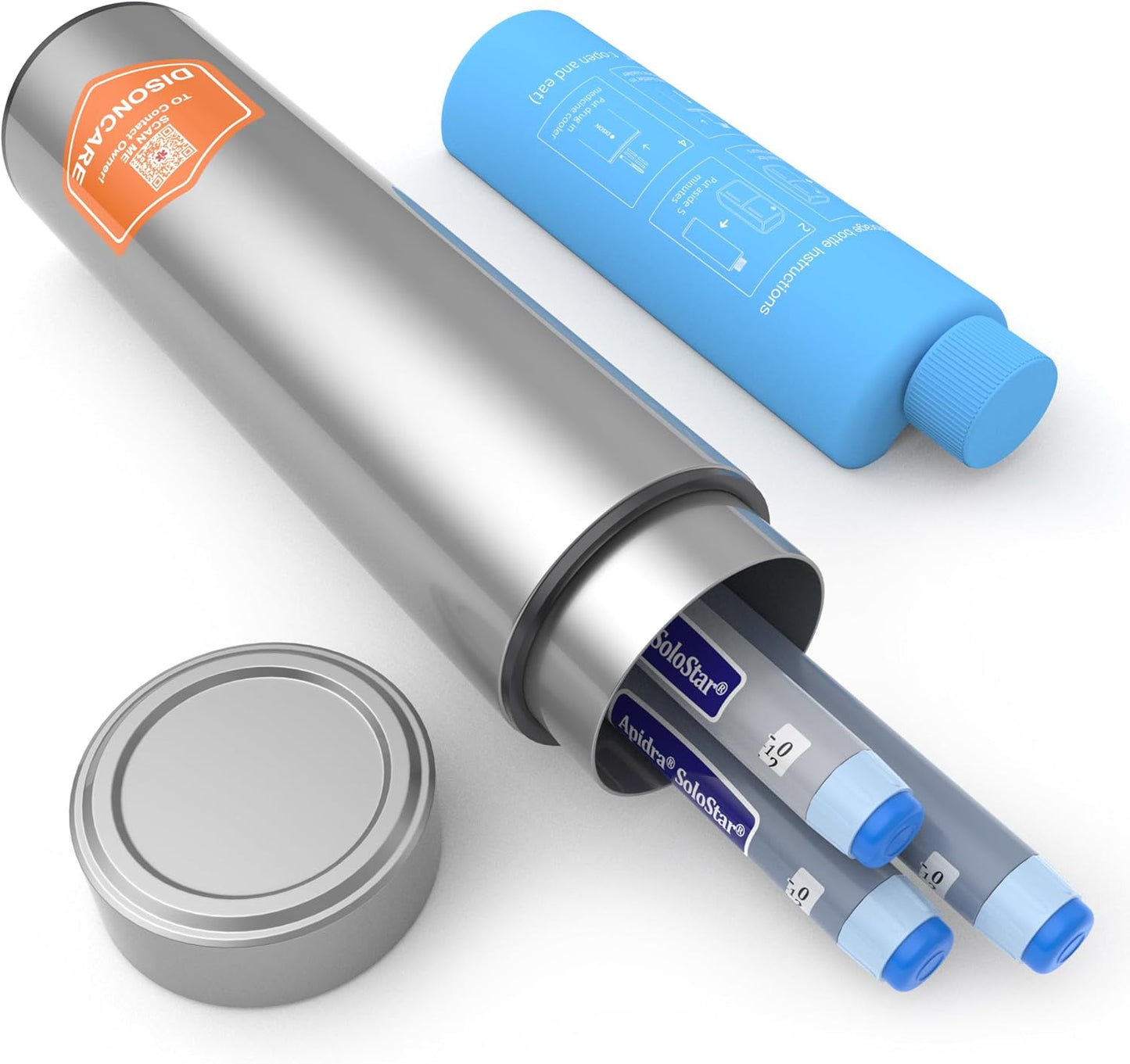 DISONCARE Odyssey 60H 3 Insulin Pens Cooler Case Medication Cooler for Travel TSA Approved Diabetic Insulina EpiPen Carry Case Medicine Bag Ice Pack with Medical Alert Tag(Silver)