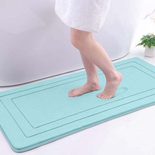 Arotive Memory Foam Bathroom Rug Mat 47x24, Ultra Soft and Absorbent Bath Mat, Machine Wash Dry, Comfortable Bath Rug Carpet for Bathroom Floor, Tub and Shower, Sky Blue