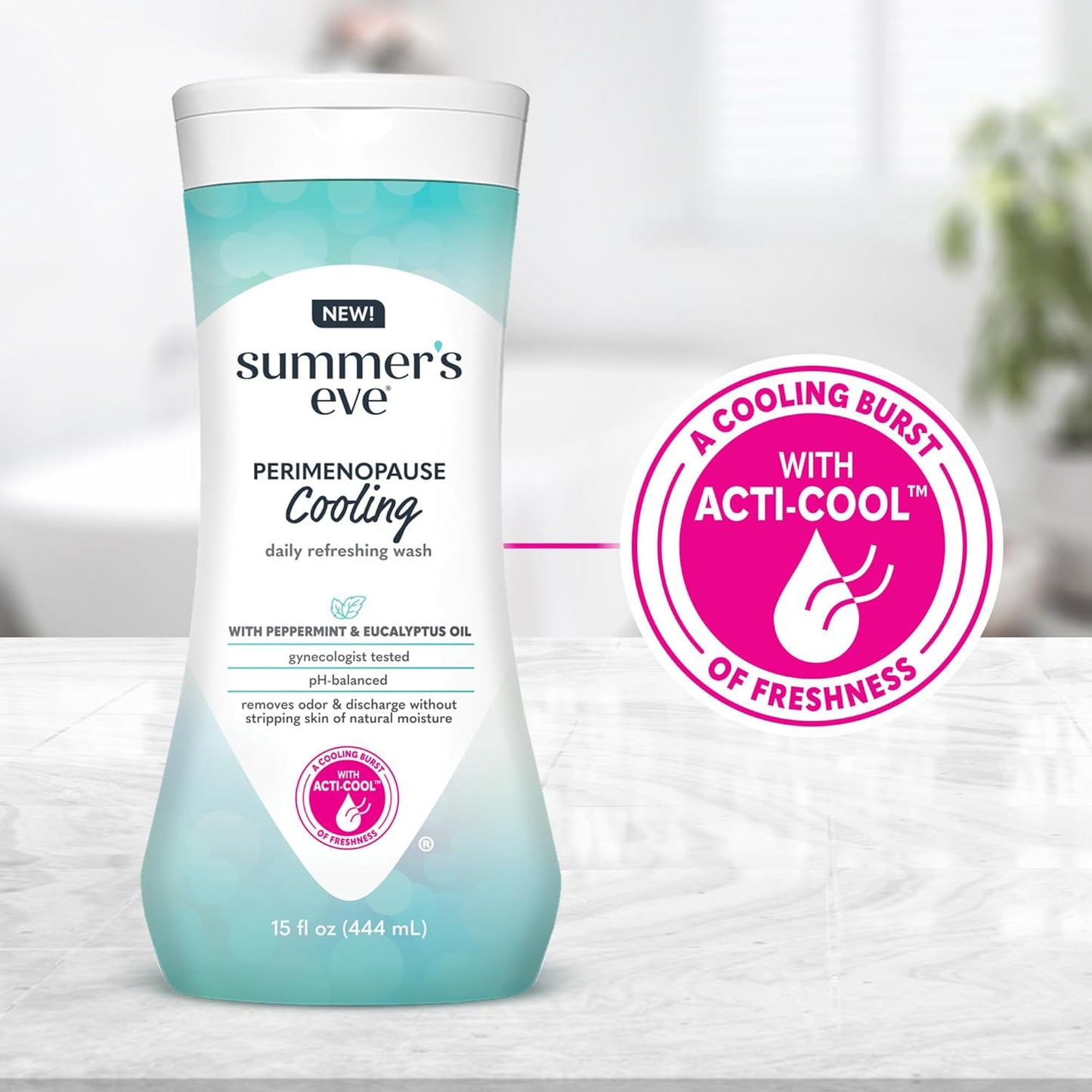 Summer's Eve, Perimenopause Cooling Wash, Removes Odor, pH balanced Feminine Wash, 15 Fl Oz