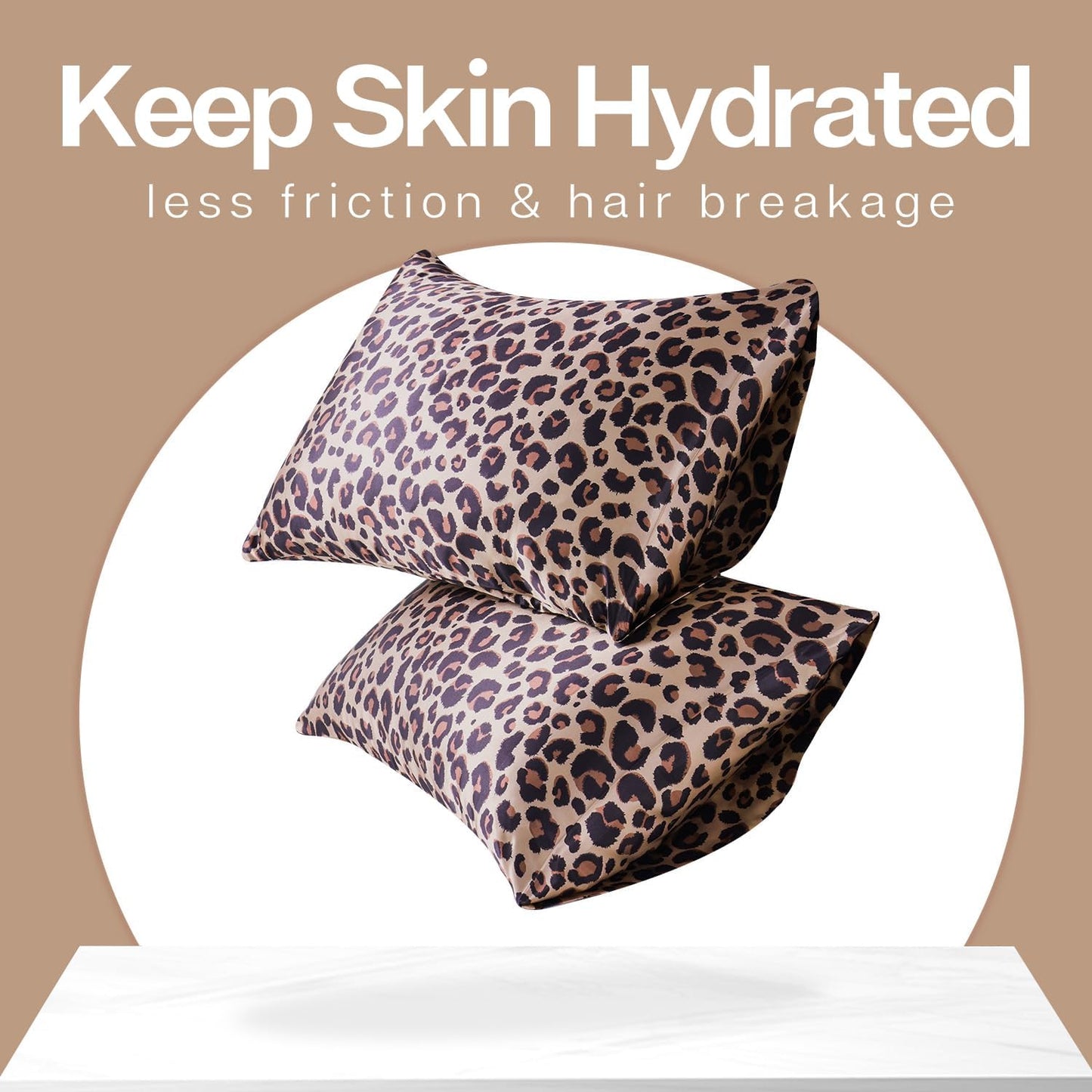 MR&HM Satin Pillowcase for Hair and Skin, Silk Satin Pillowcase 2 Pack, Queen Size Pillow Cases Set of 2, Silky Pillow Cover with Envelope Closure (20x30, Brown Leopard)