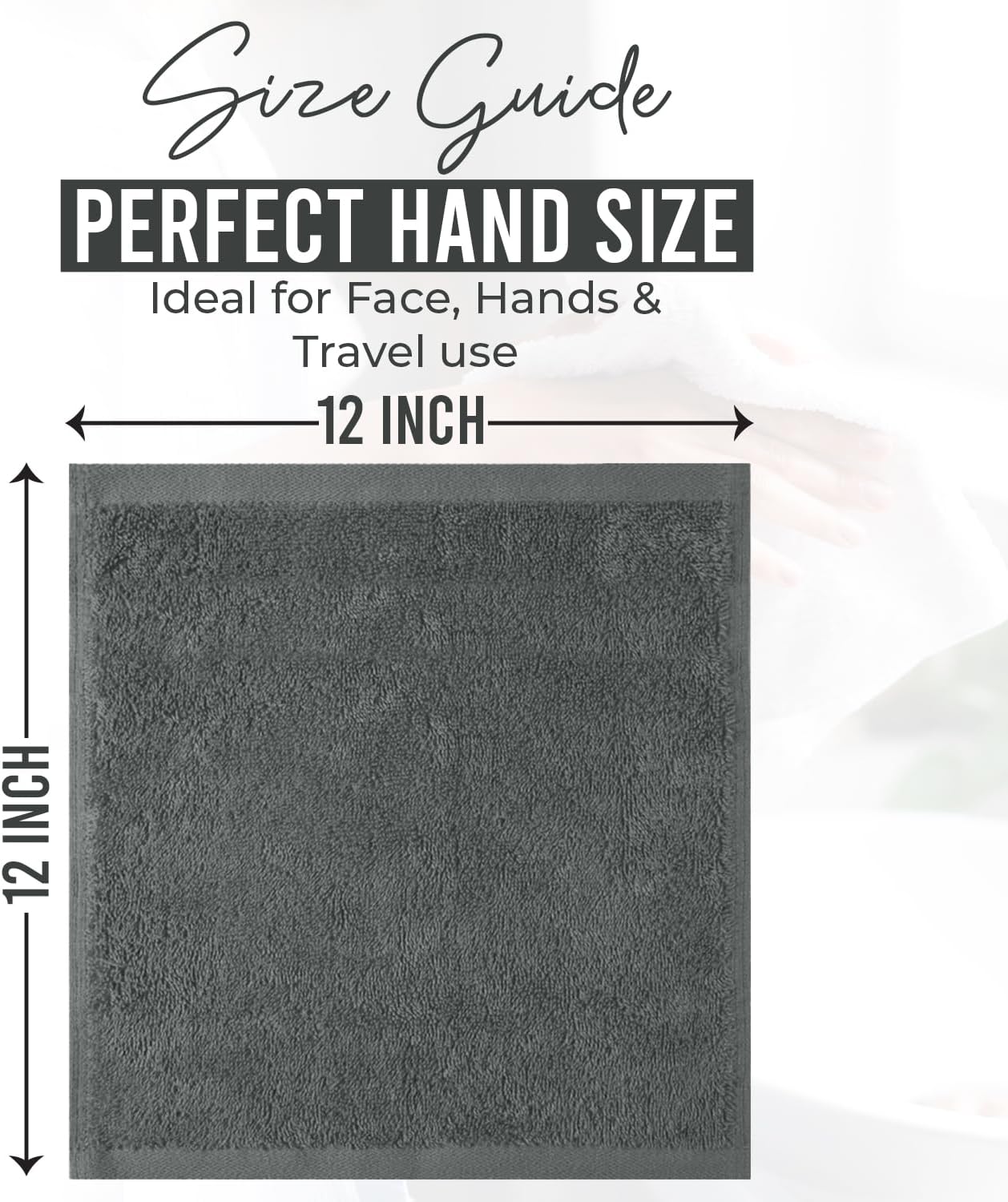 DAN RIVER 100% Cotton Wash Cloths 24 Pack [12x12] Soft & Absorbent face wash Cloth, Gym, Hotels & Spa Perfect for Everyday Use Fingertip Towels, Gray