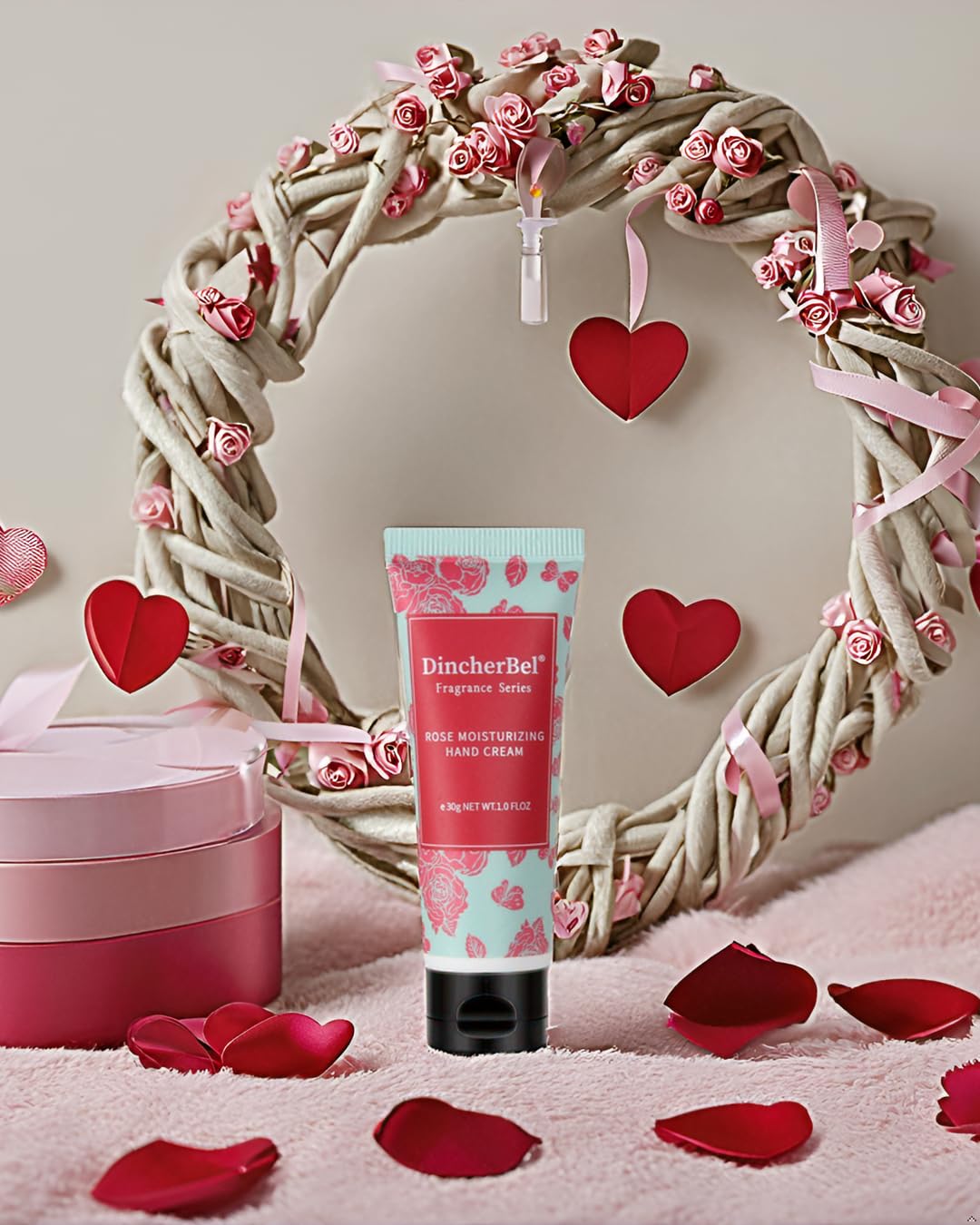 DincherBel 100 Pack Rose Moisturizing Hand Cream Set - Travel Size Non-Greasy Hand Lotion Set for Dry Skin, Instant Moisturizing Hand Cream for Women, 1.0 oz/30 ml