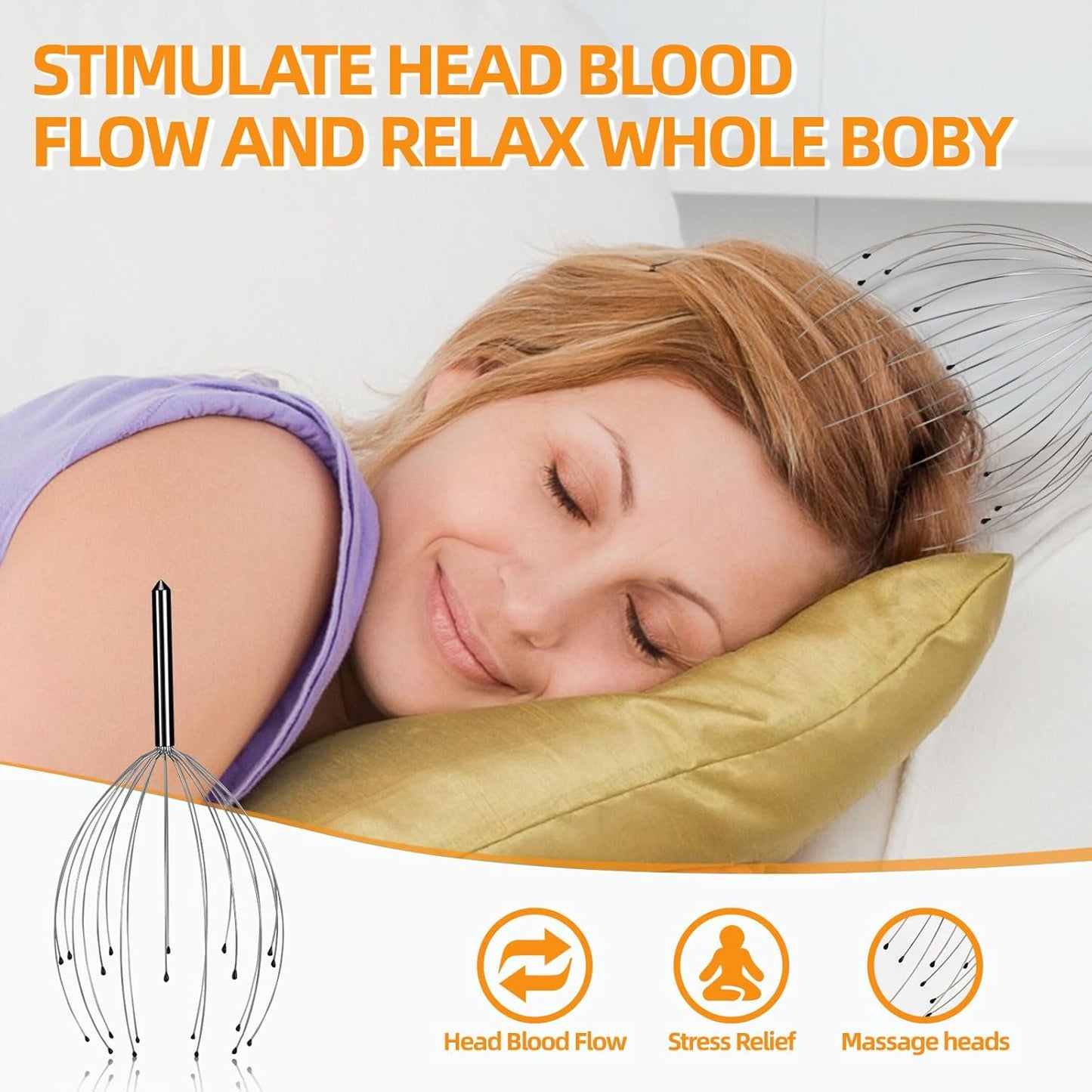 YEZY Head Massager 20 Fingers Head Scratcher Scalp Massager, Back Scratcher, Stocking Stuffers for Scalp Massage Back Massage (Black)