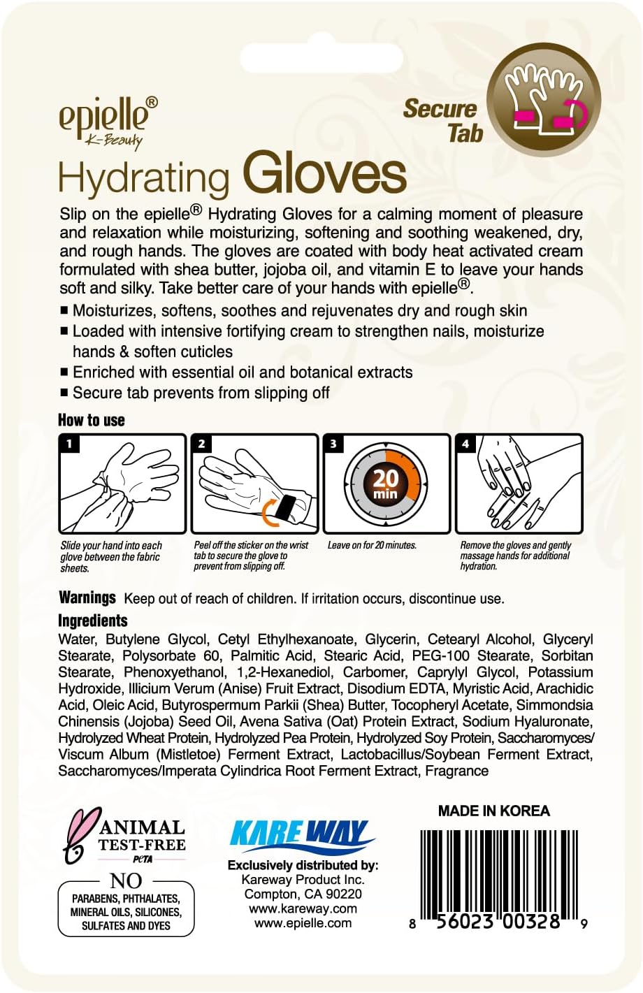 Epielle Hydrating Hand Masks 6 Pairs, Deep Moisturizing Gloves for Dry, Cracked Hands, Relieve and Soften with Shea Butter & Jojoba Oil, Korean Skin Care, Spa Set, Self Care Gifts for Women