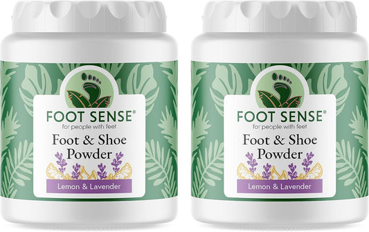 FOOT SENSE All Natural Foot & Shoe Powder, Foot Deodorant, Talc-Free, Odor Eliminator, Disinfects & Deodorizes, Long-Lasting up to 6 Months Safe for Men, Women, Kids, Athletes, 50g (2 Pack)