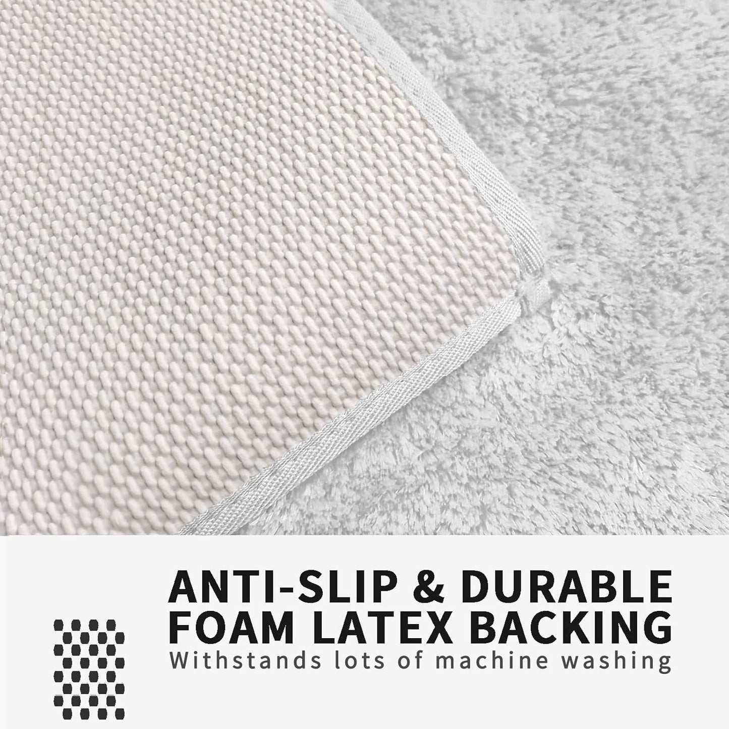 FIFU Bathroom Rugs 20" W x 32" L, Bath Mat for Bathroom, Bedroom, Laundry Room & Kitchen, Non-Slip Rubber Latex Backing, Extra Soft and Absorbent Microfiber Carpet, Machine Washable Rug, White