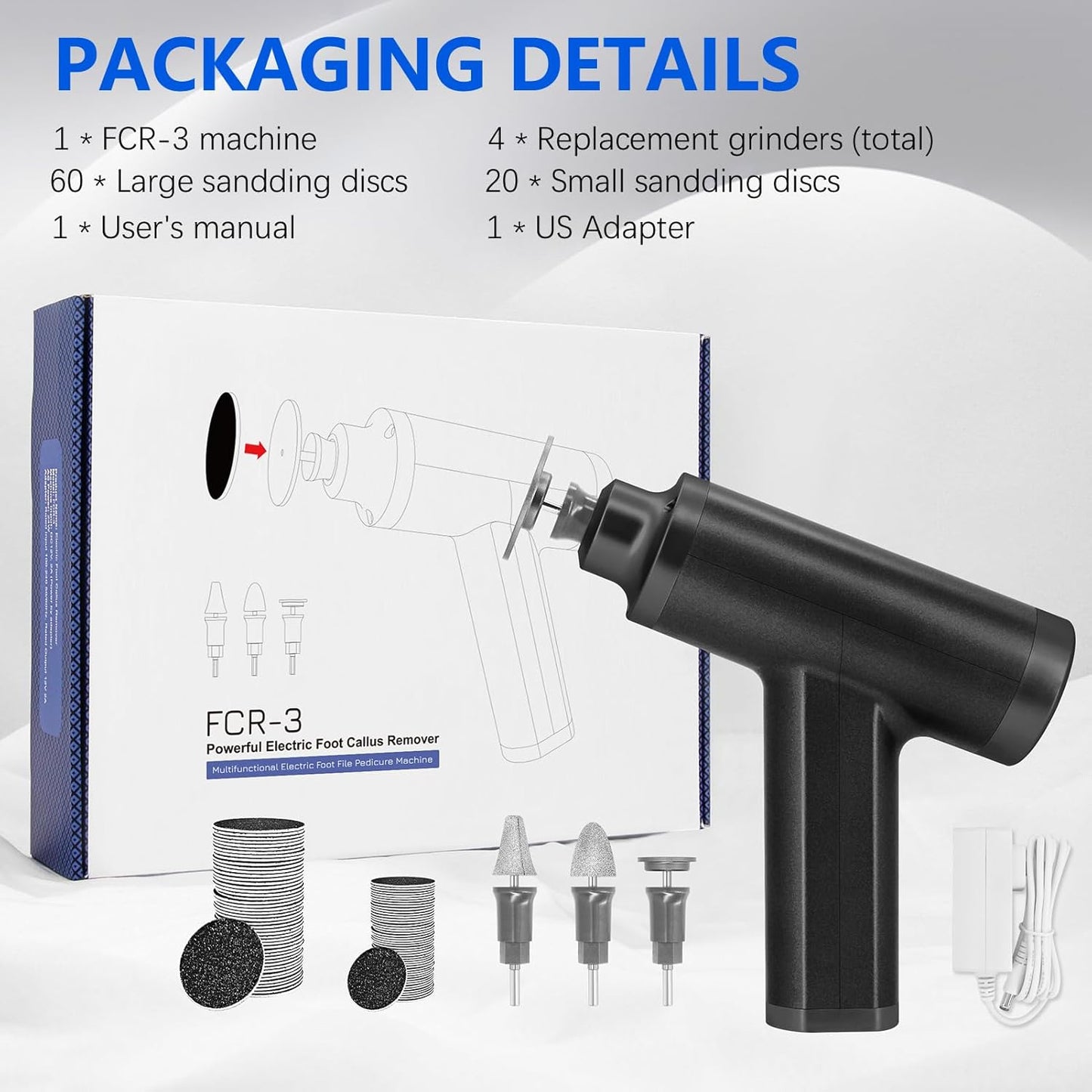 Upgraded Electric Callus Remover for Feet 4500rpm, Adjustable Speed Professional Electric Foot Sander Grinder Foot File for Calloused Feet Dead Hard Cracked Skin, with 4 Interchangeable Heads (Black)