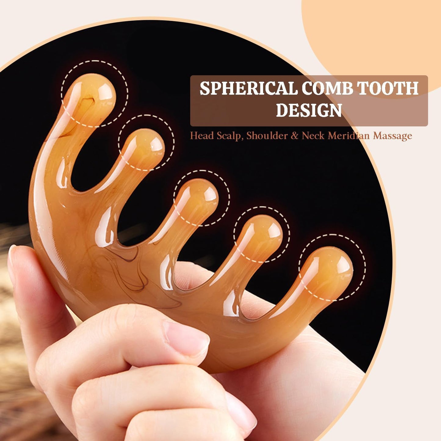 GSHOW Head Massage Comb Scalp Massager Resin Gua Sha Meridian Massage Tool for Head and Neck