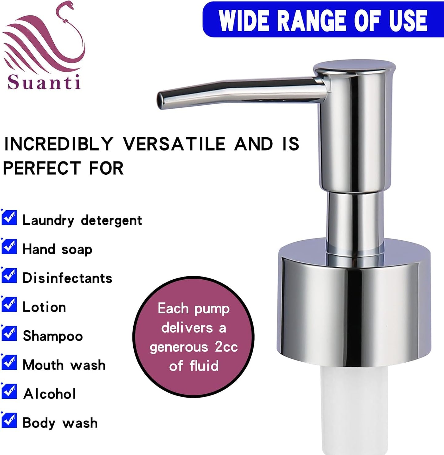 Soap Pump Replacement, Hand Soap Dispensers Pump for Bathroom, Replacement for Round 1.1in (28 mm) Neck Bottles,Rust Proof&Leak Proof for Soap Lotion Bottle Upcycling (Silver, 4 Pack)