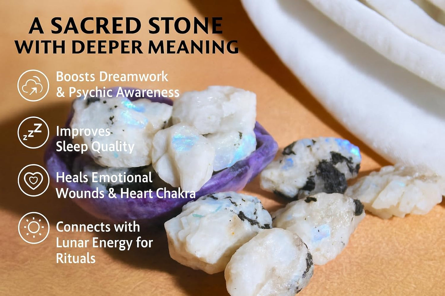 Rainbow Moonstone Raw Crystals – Large 1.25-2.0” Natural Healing Stones for Intuition, Chakra, Meditation, Reiki, Energy Work, Wire Wrapping, Tumbling & Spiritual Moon Magic Decor