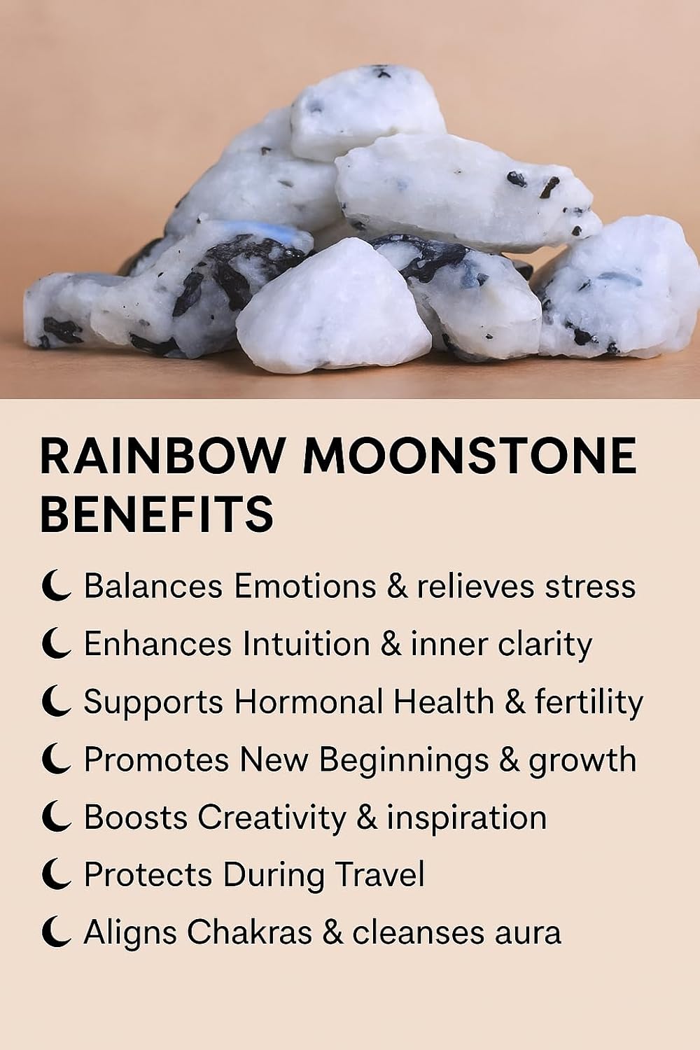 Rainbow Moonstone Raw Crystals – Large 1.25-2.0” Natural Healing Stones for Intuition, Chakra, Meditation, Reiki, Energy Work, Wire Wrapping, Tumbling & Spiritual Moon Magic Decor