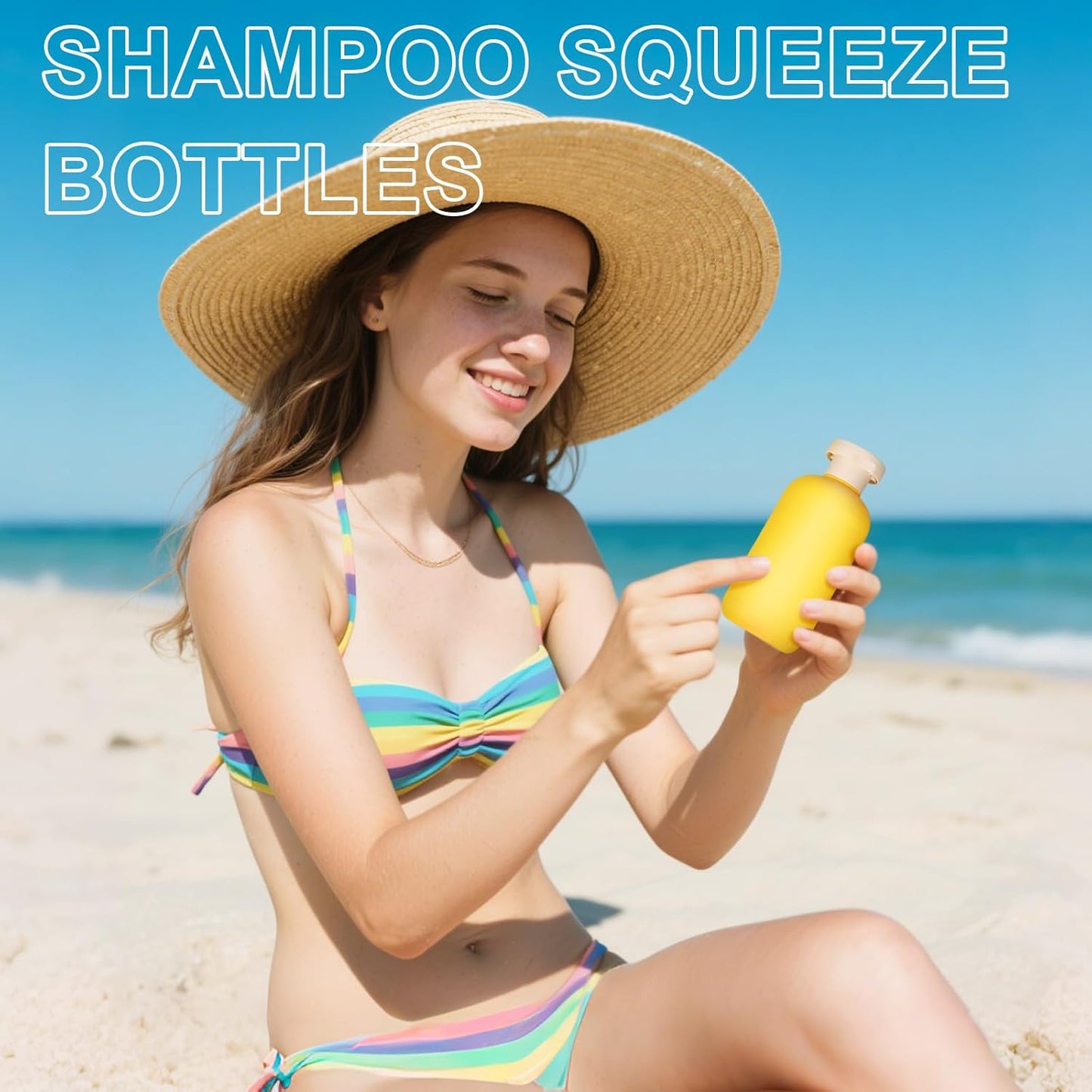 ASEVAT 6.7oz Airtight Plastic Travel Shampoo Bottles, Travel Shampoo and Conditioner Bottles Refillable, Empty Squeeze Bottle, Hand Soap Dispenser for Vacation, Gym, Lotion(OrangeYellowGreen)